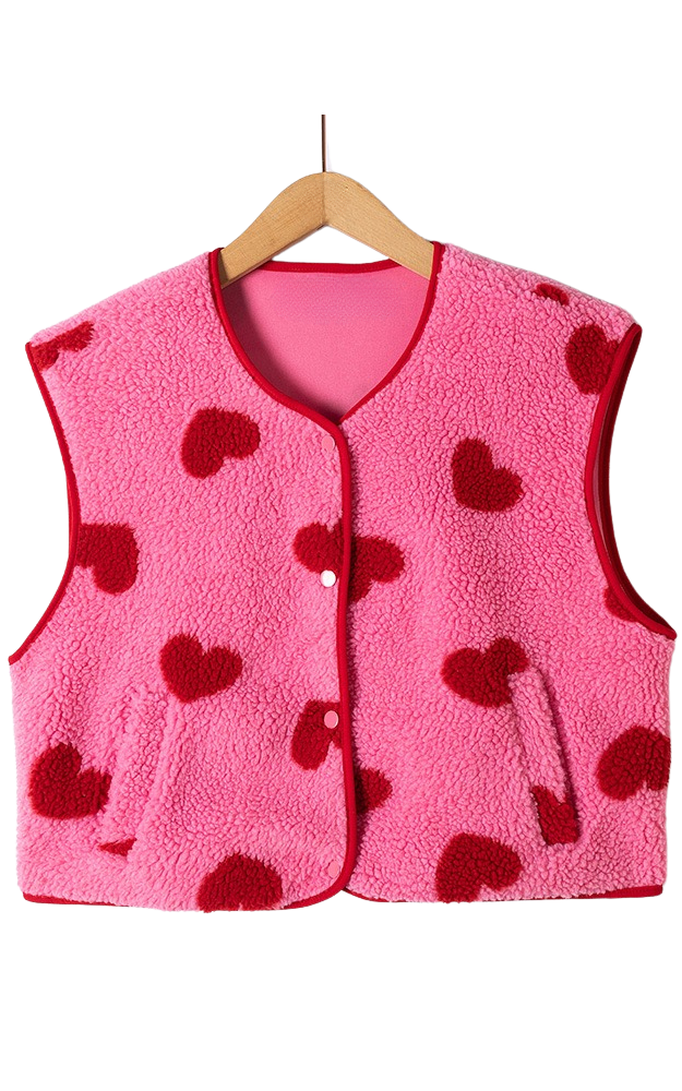 Kilky - Roze Hartjes Teddy Vest 