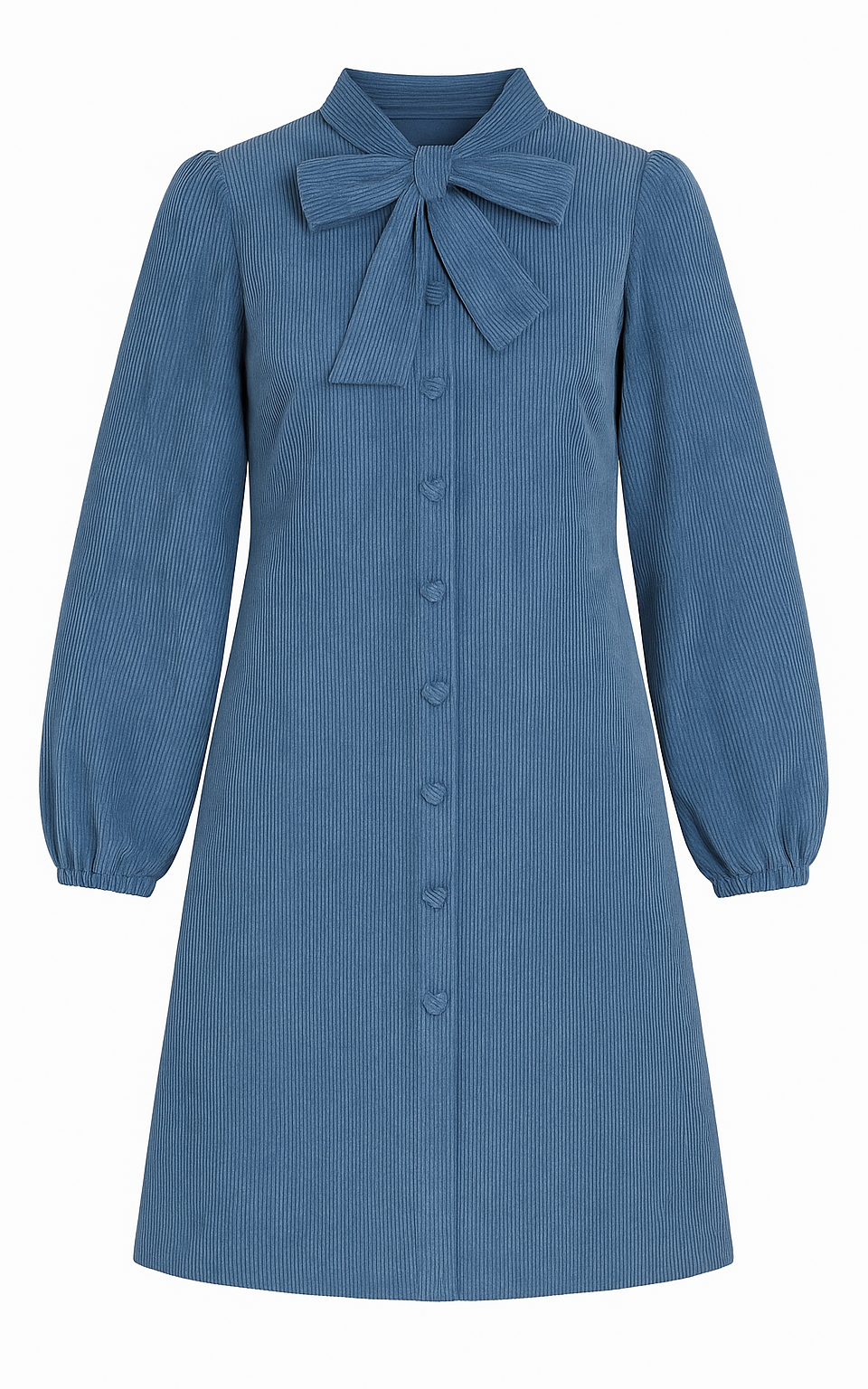 Pepaloves - Corduroy Dress With Blue Bow