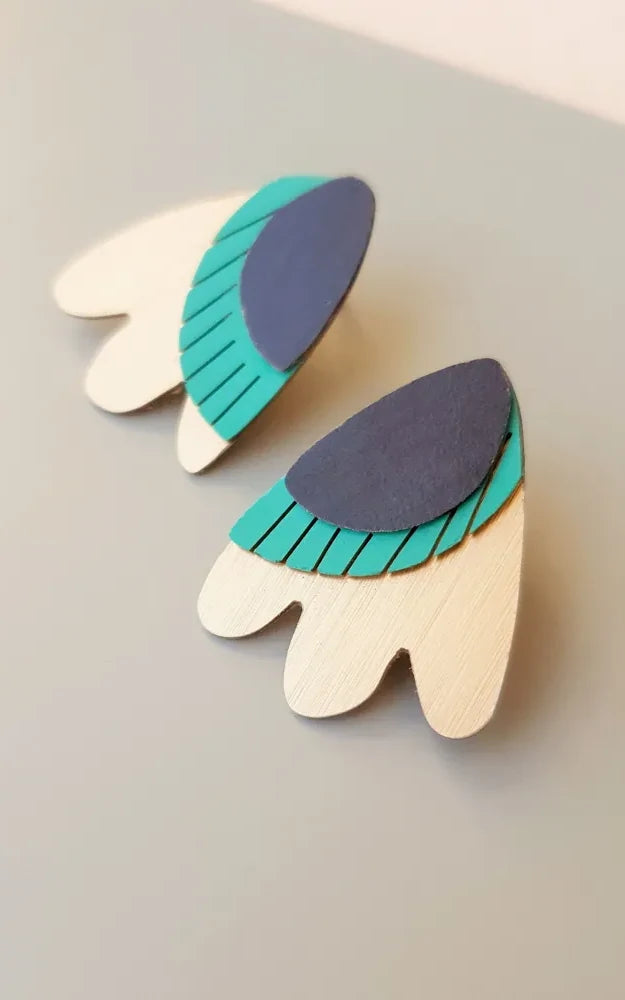 Marcello Flower Studs Paradis Green Black