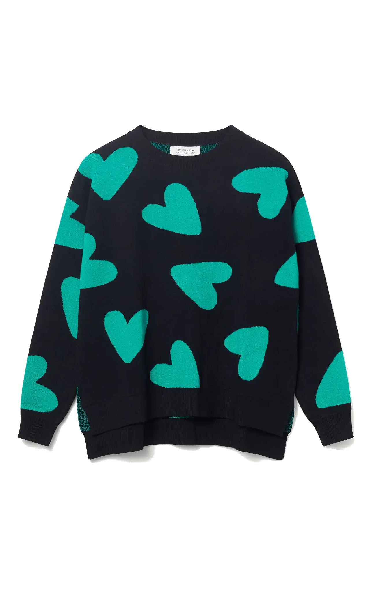 Compania Fantastica - Black Heart Jacquard Knit Sweater