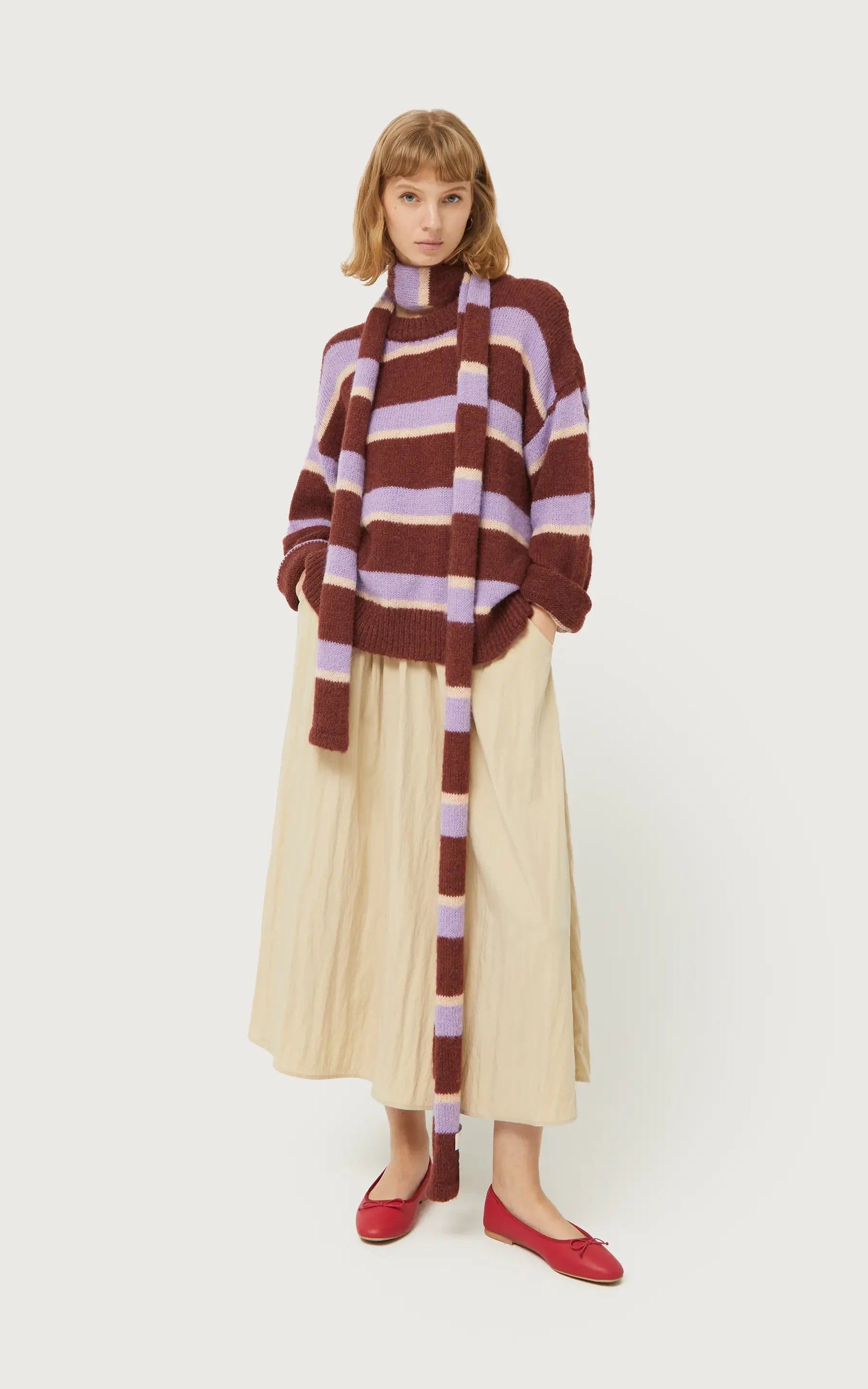 Compania Fantastica - Brown Striped Knitted Sweater