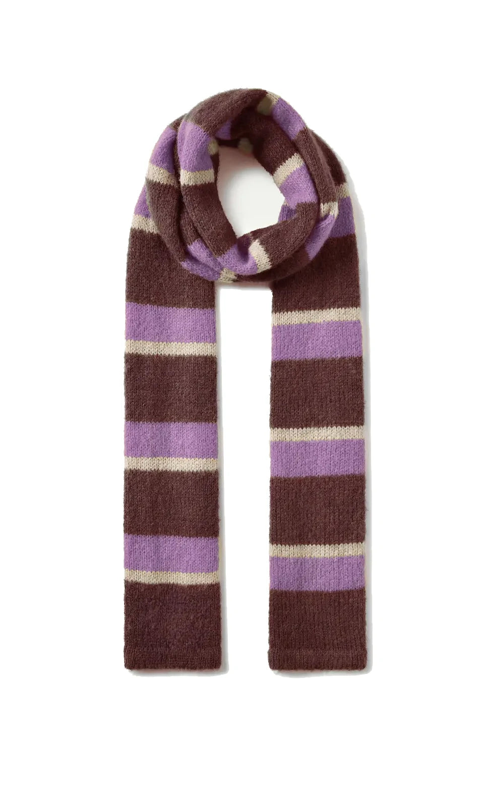 Compania Fantastica - Long Brown Striped Knitted Scarf