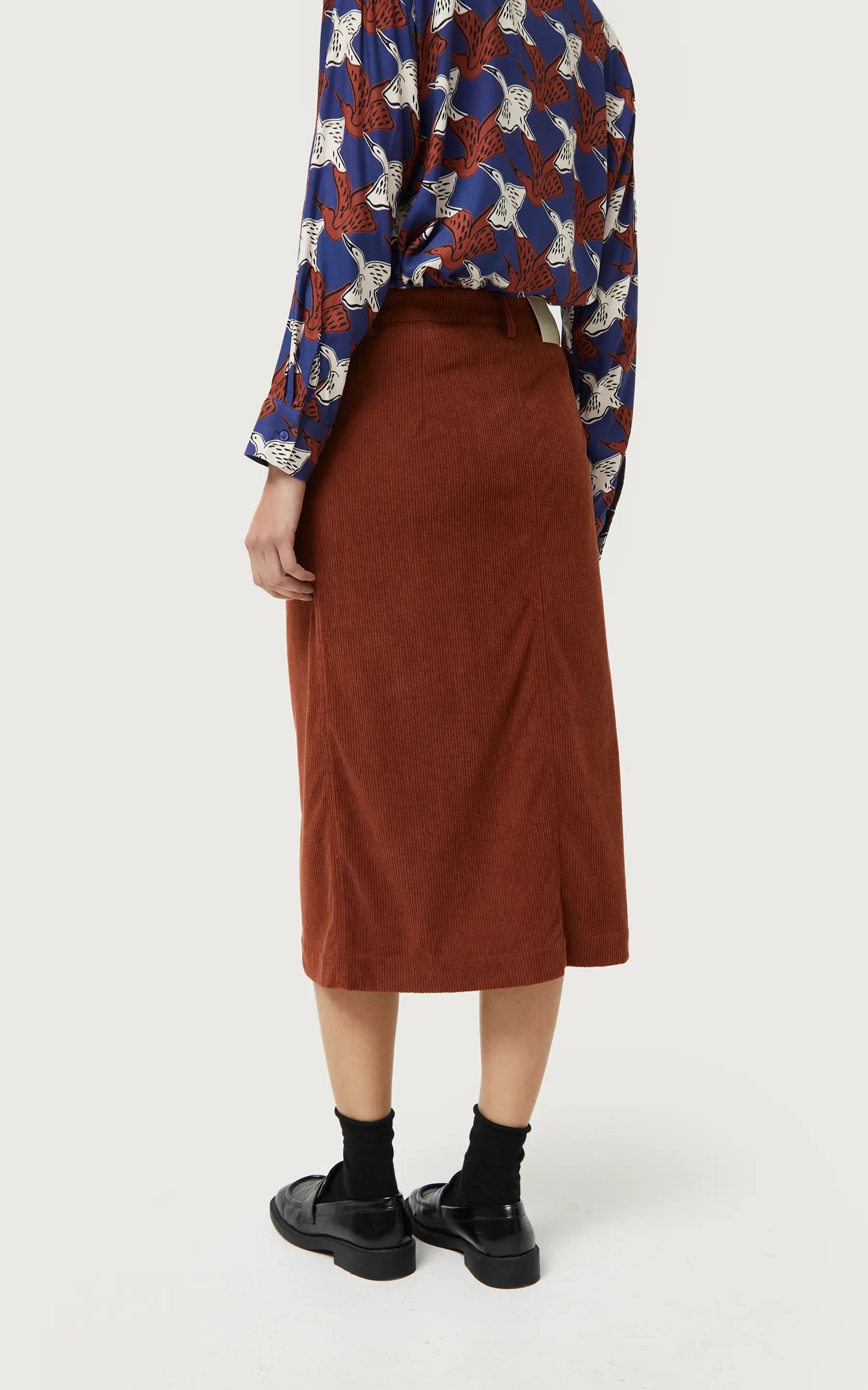 Brown Corduroy Midi Skirt