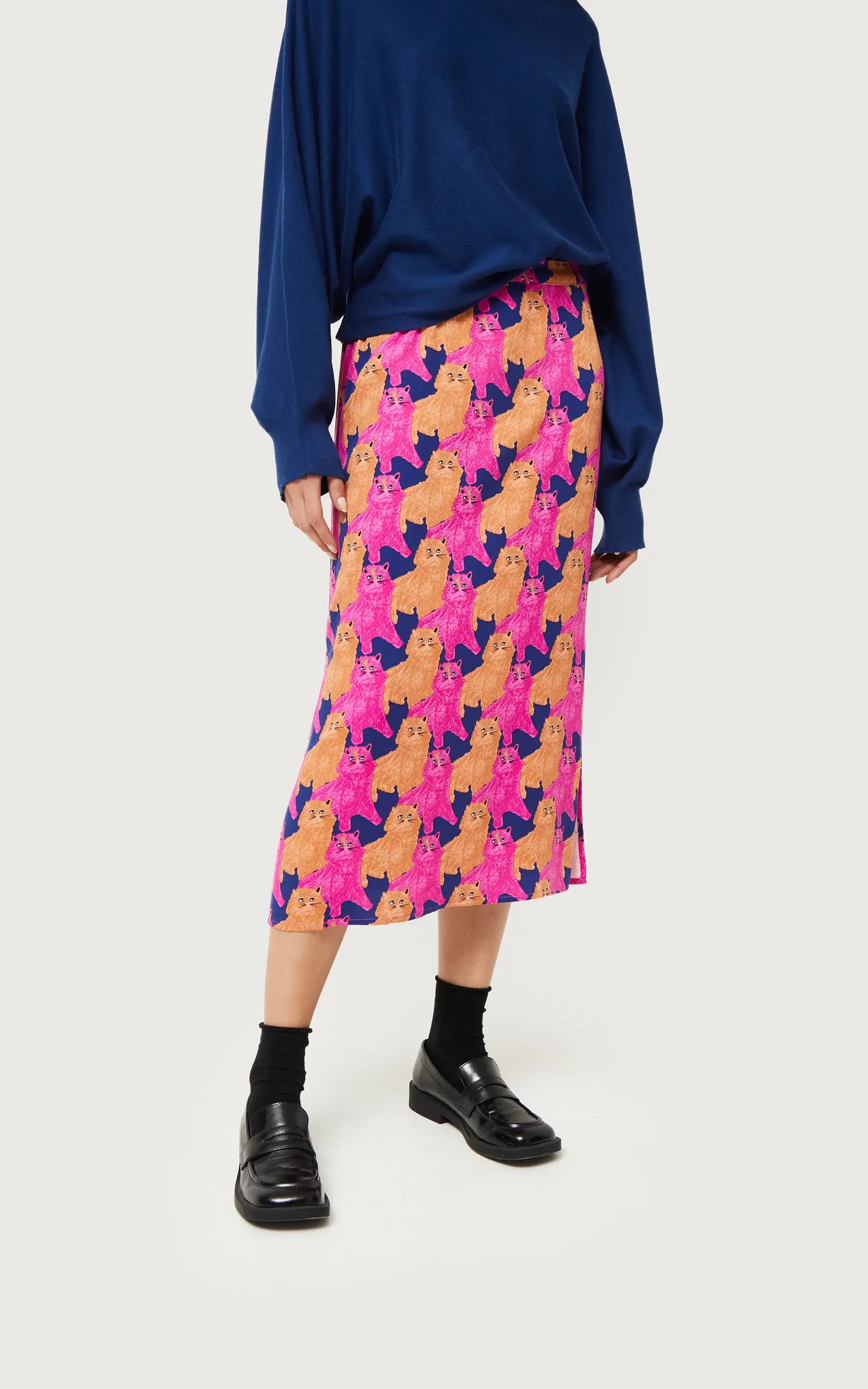 Compania Fantastica - Midi Skirt With Cat Print