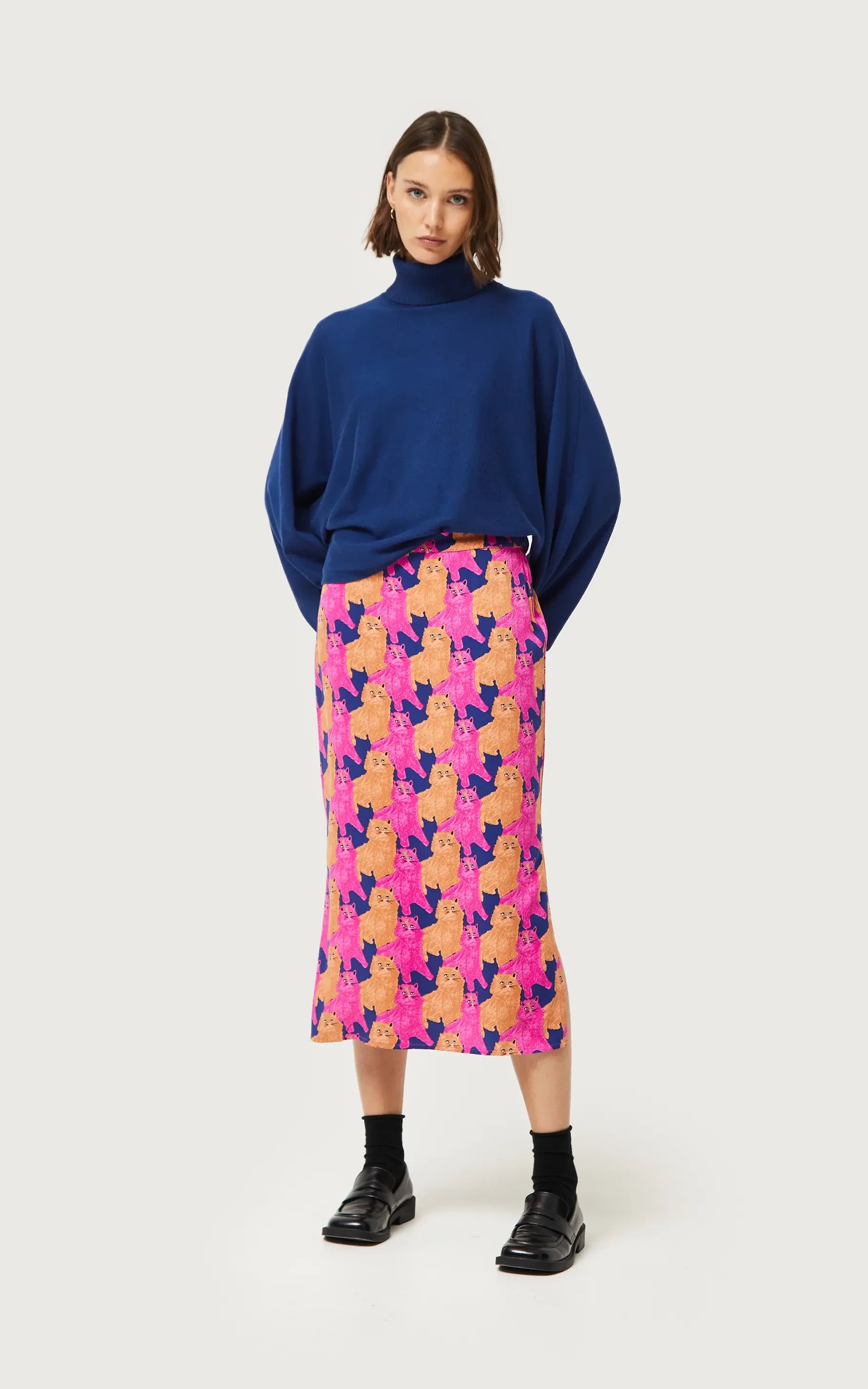 Compania Fantastica - Midi Skirt With Cat Print