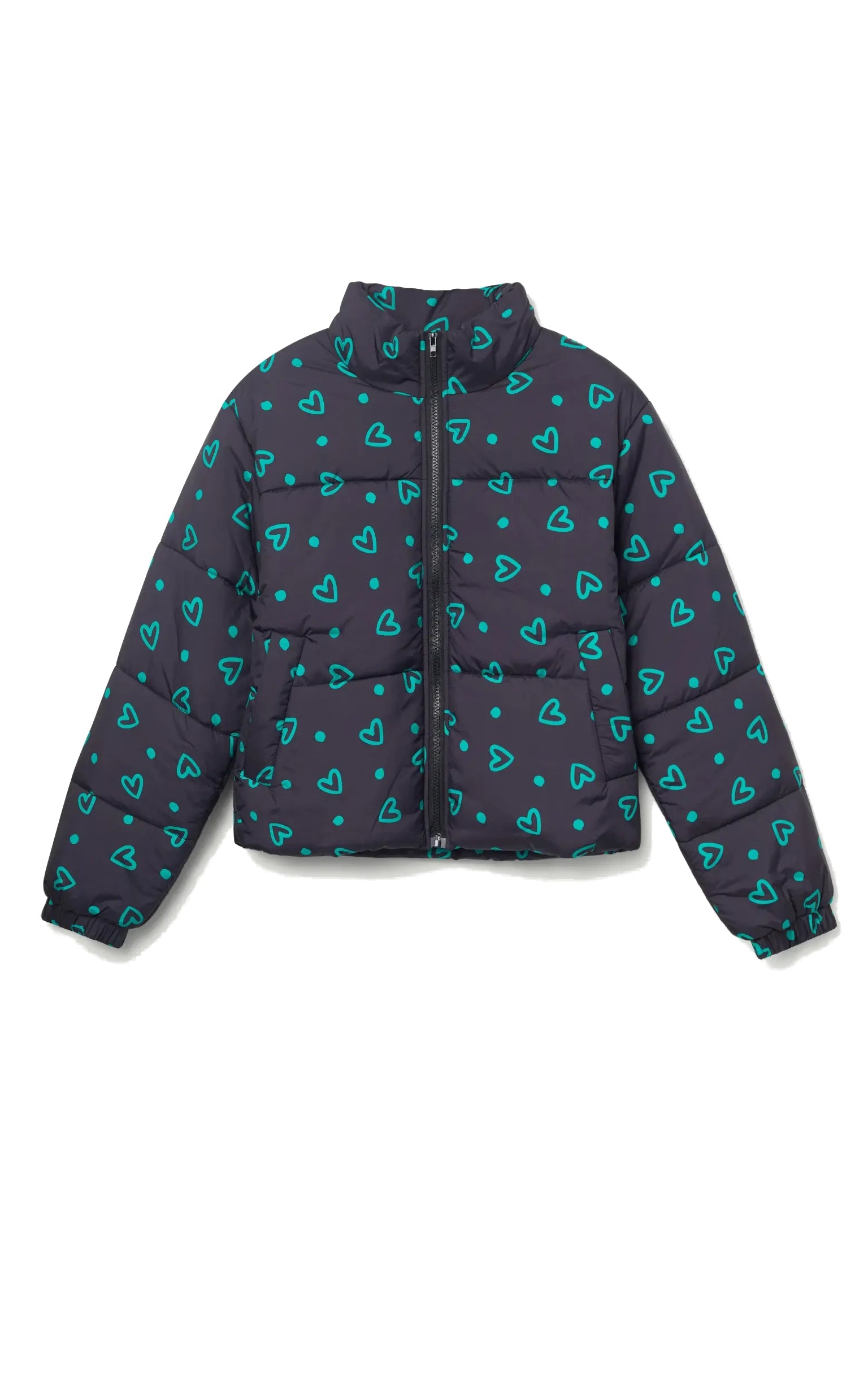 Compania Fantastica - Green Heart Print Padded Coat