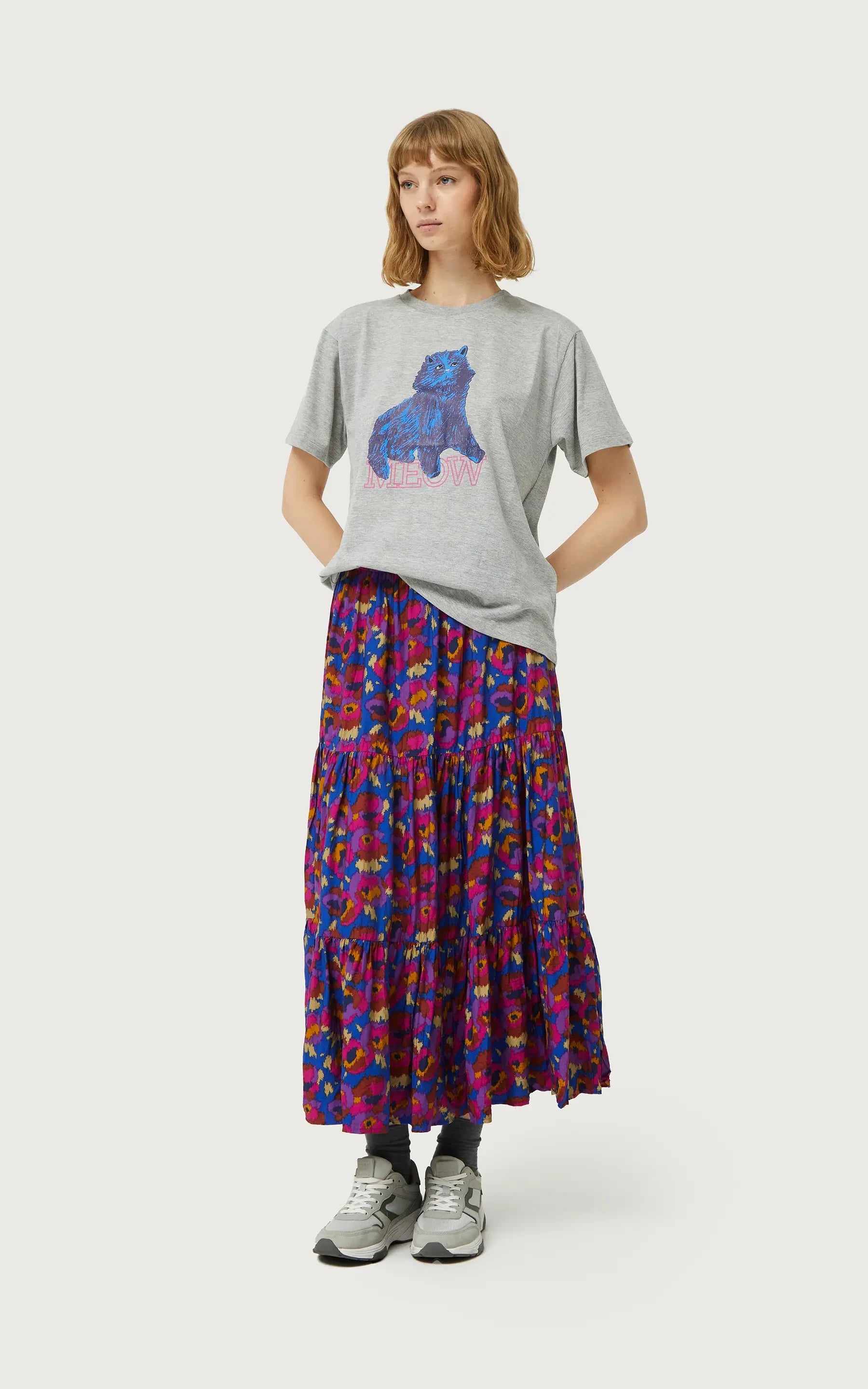 Compania Fantastica - Gray Cat Print T-shirt