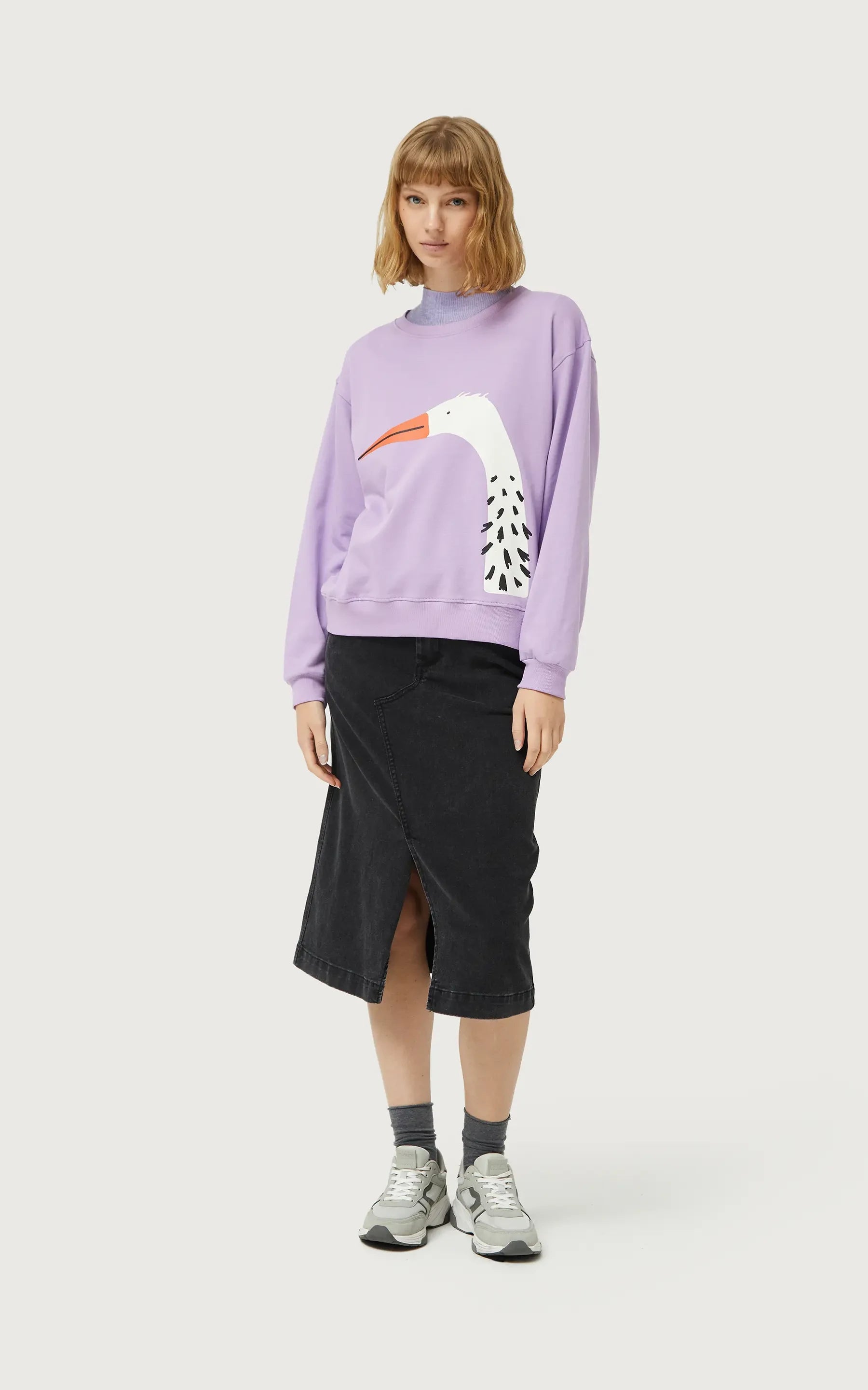 Compania Fantastica - Sweatshirt With Lilac Heron Print