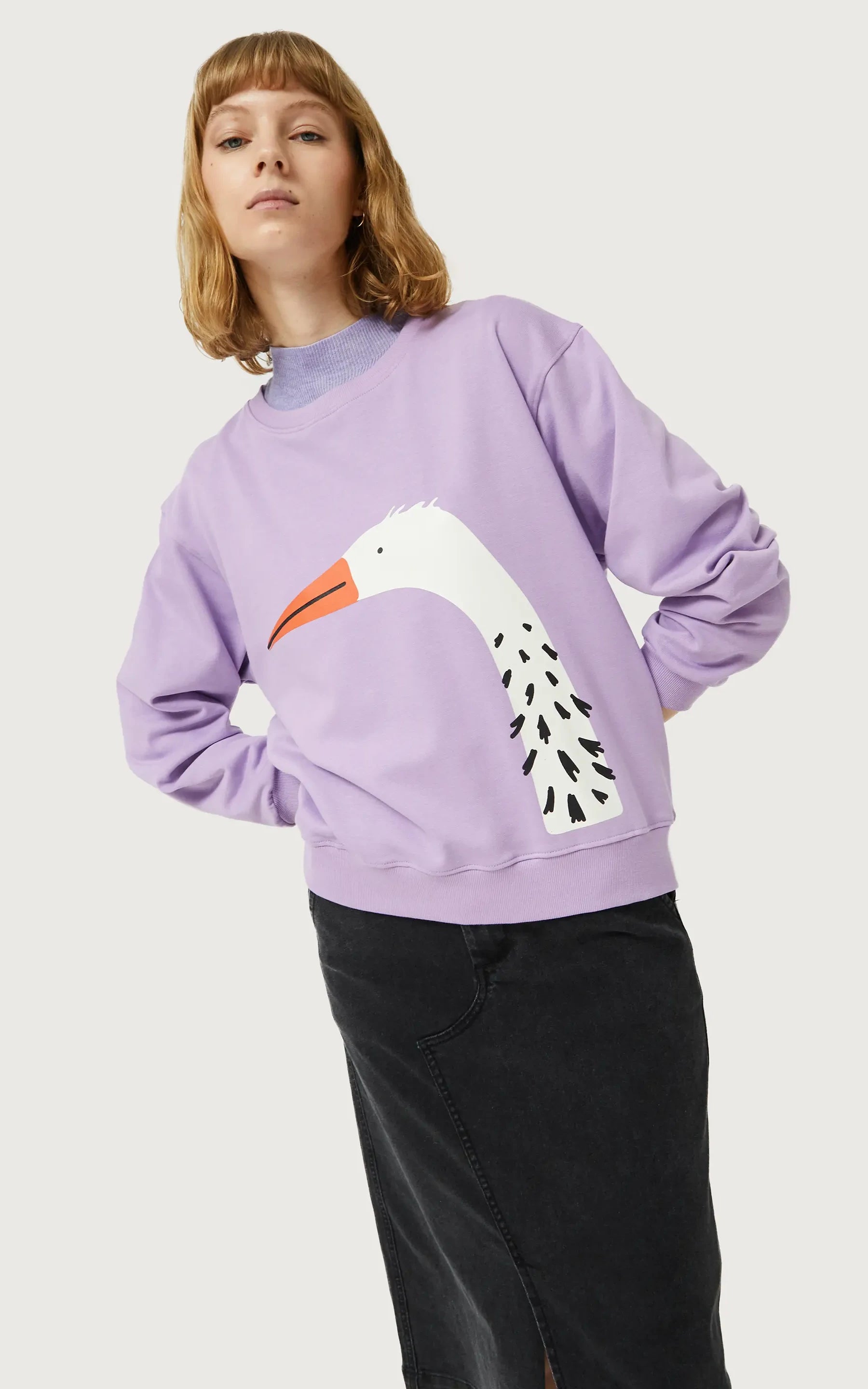 Compania Fantastica - Sweatshirt With Lilac Heron Print