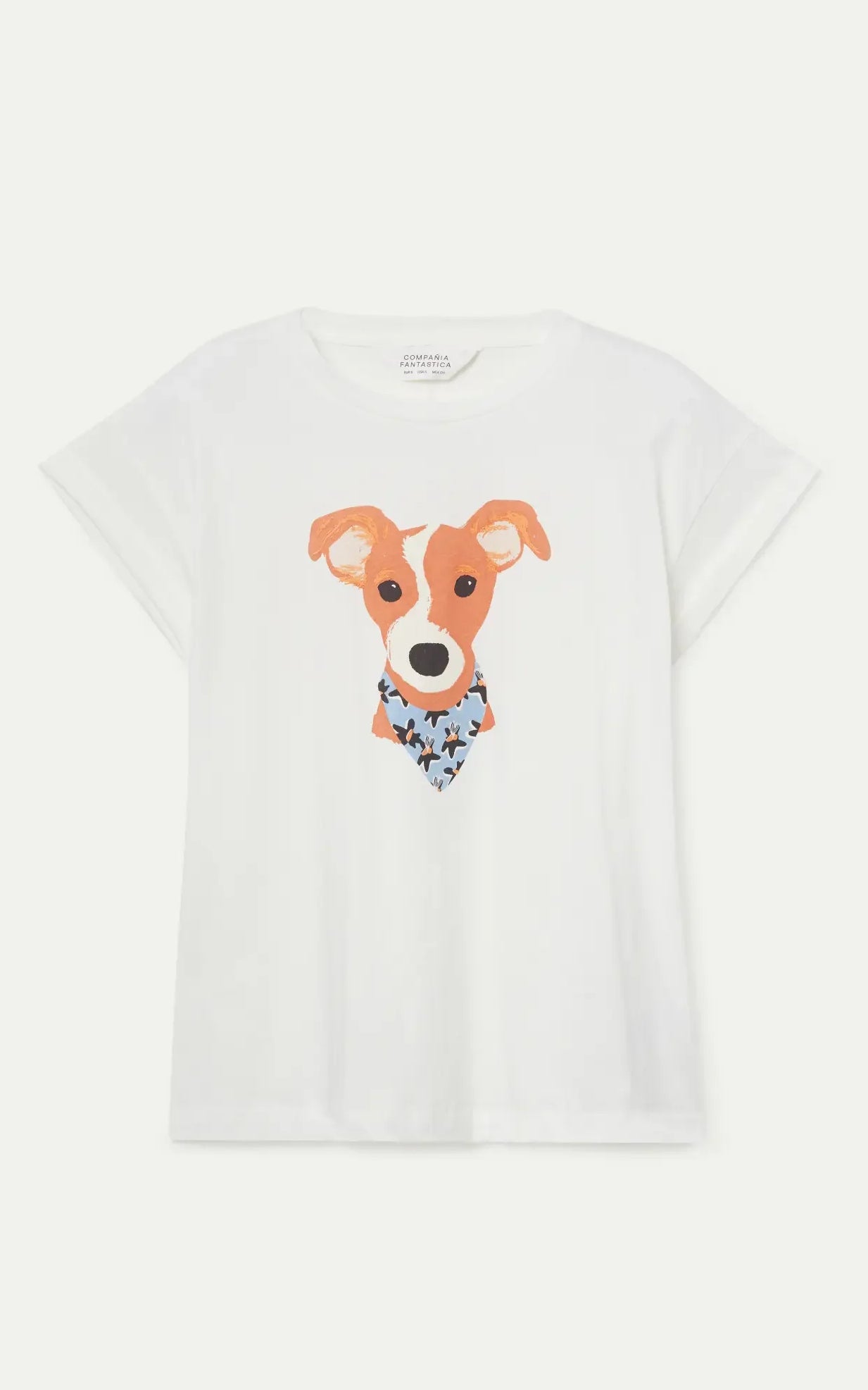 Compania Fantastica - T-shirt With Dog Print Floral Print Calatea Blue