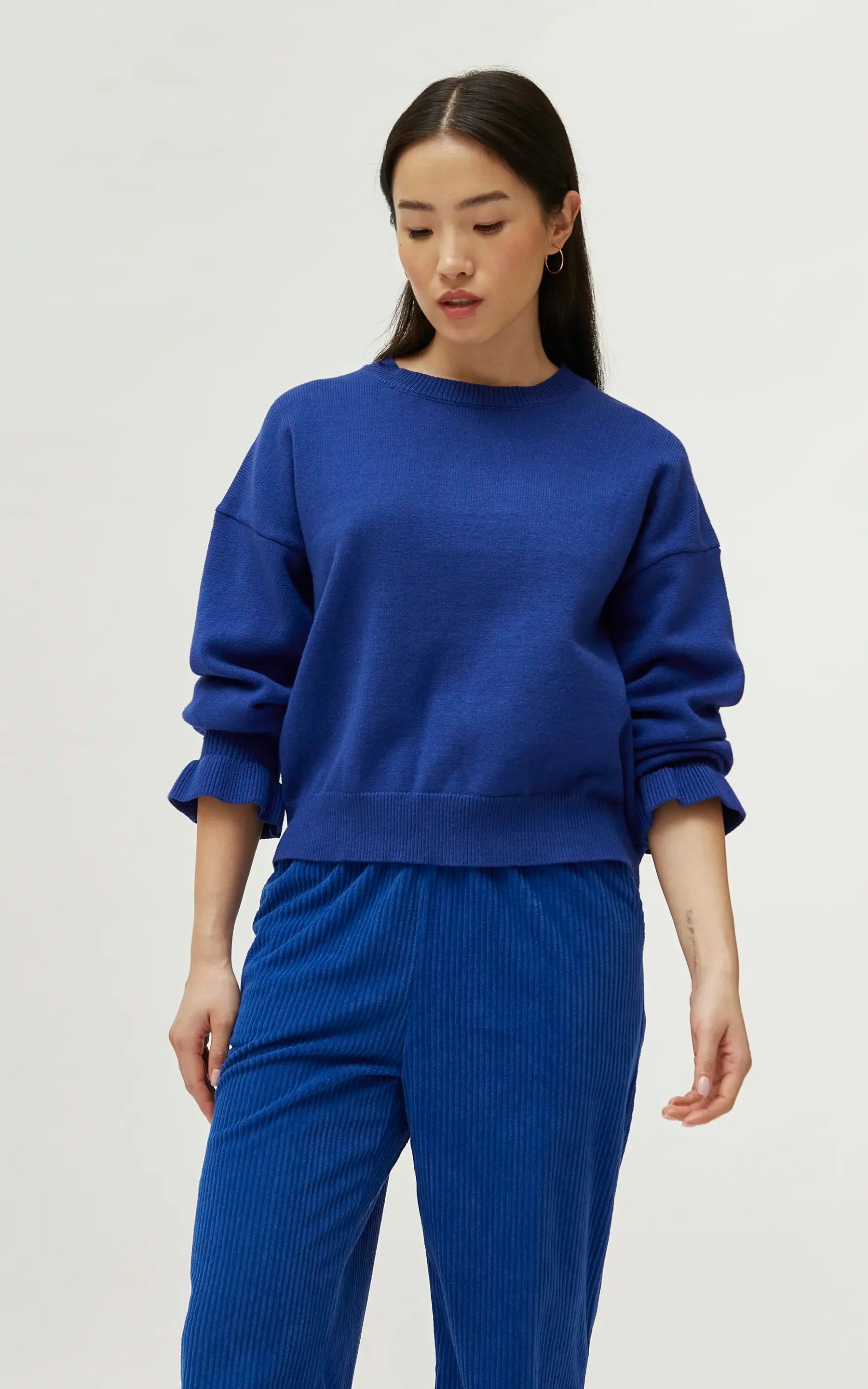 Compania Fantastica - Blue Cuff Detail Sweater