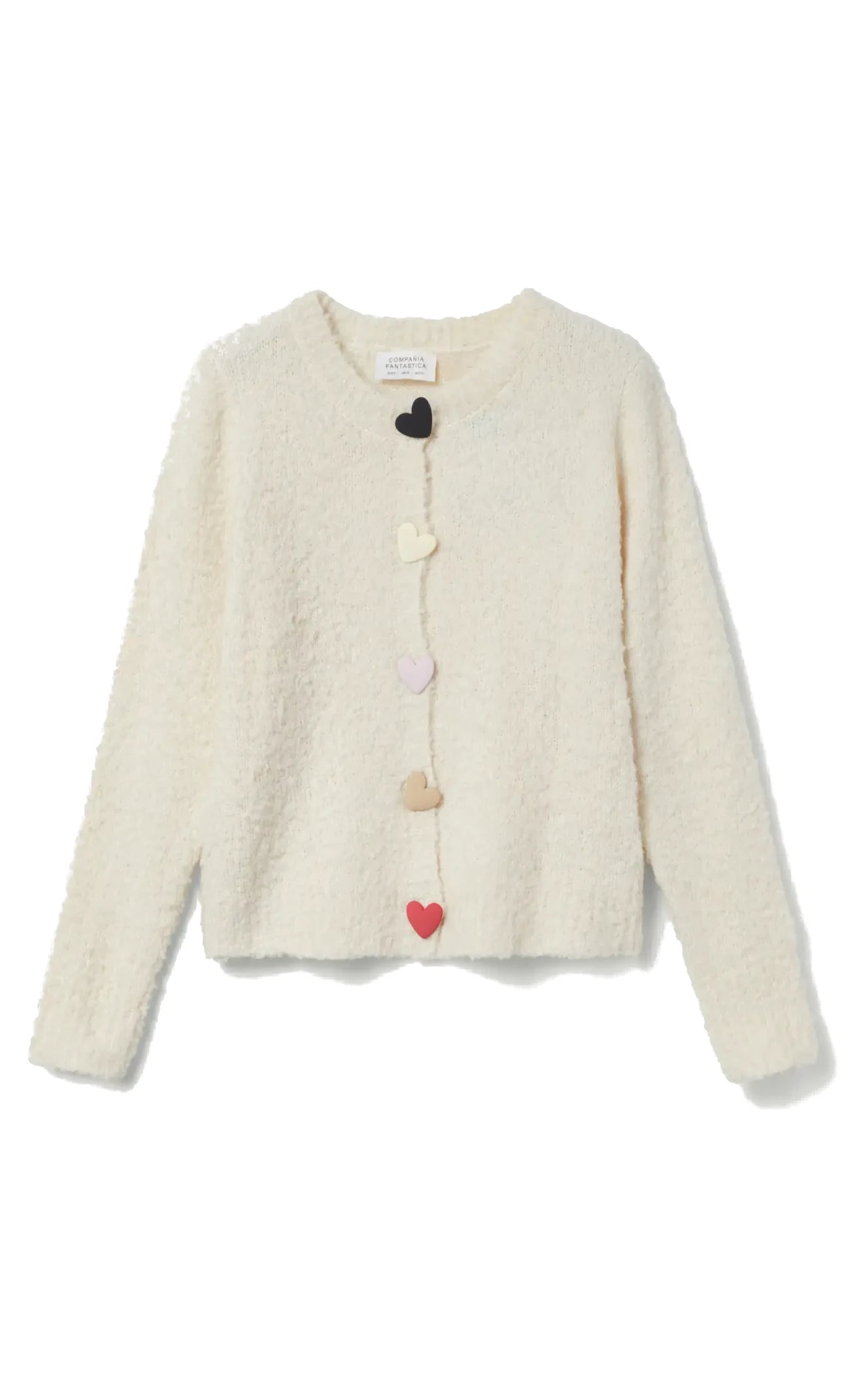 Compania Fantastica - White Cardigan With Large Hearts Detail