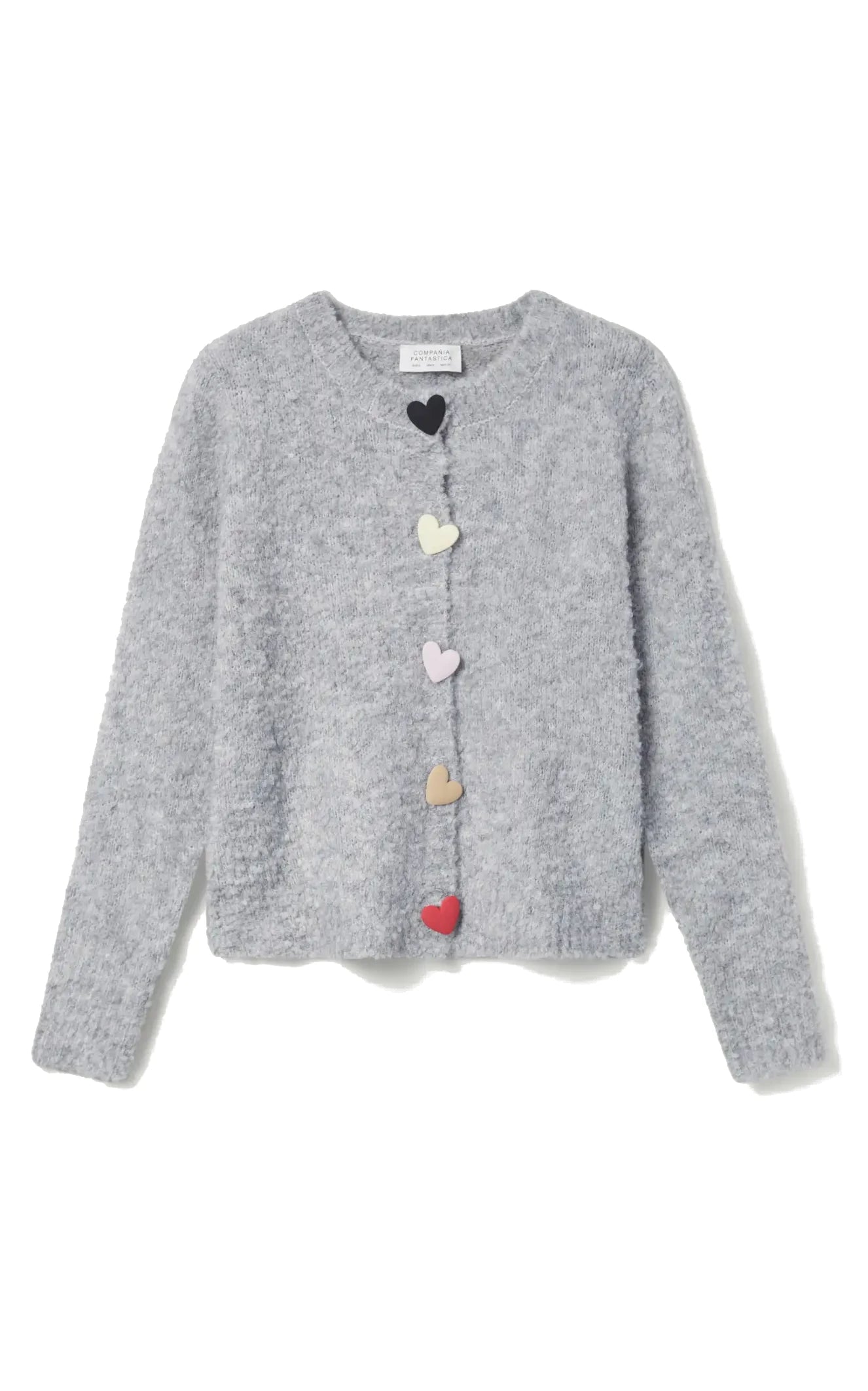 Compania Fantastica - Cardigan With Large Gray Hearts Detail