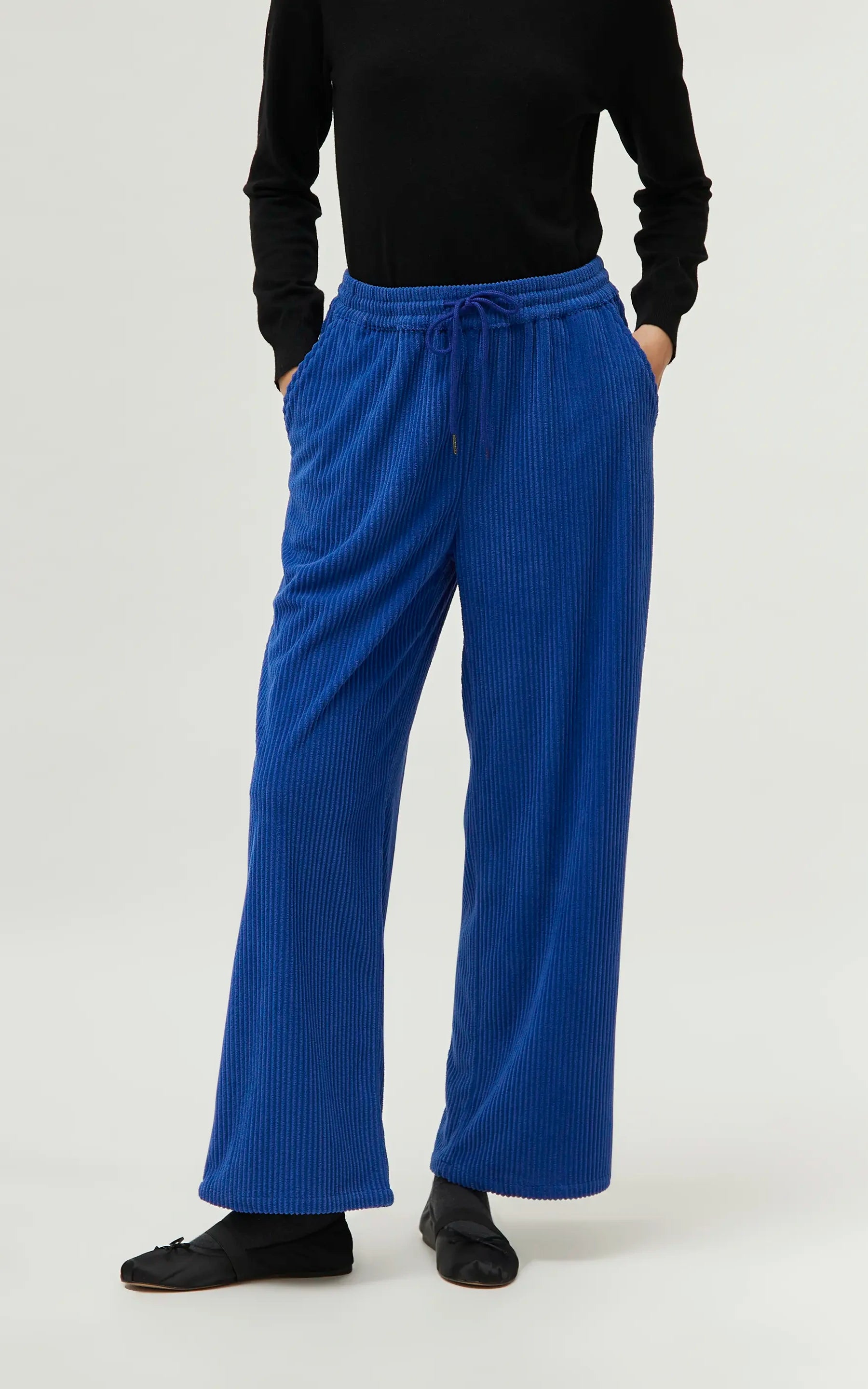 Compania Fantastica - Blue Elastic Waist Corduroy Pants