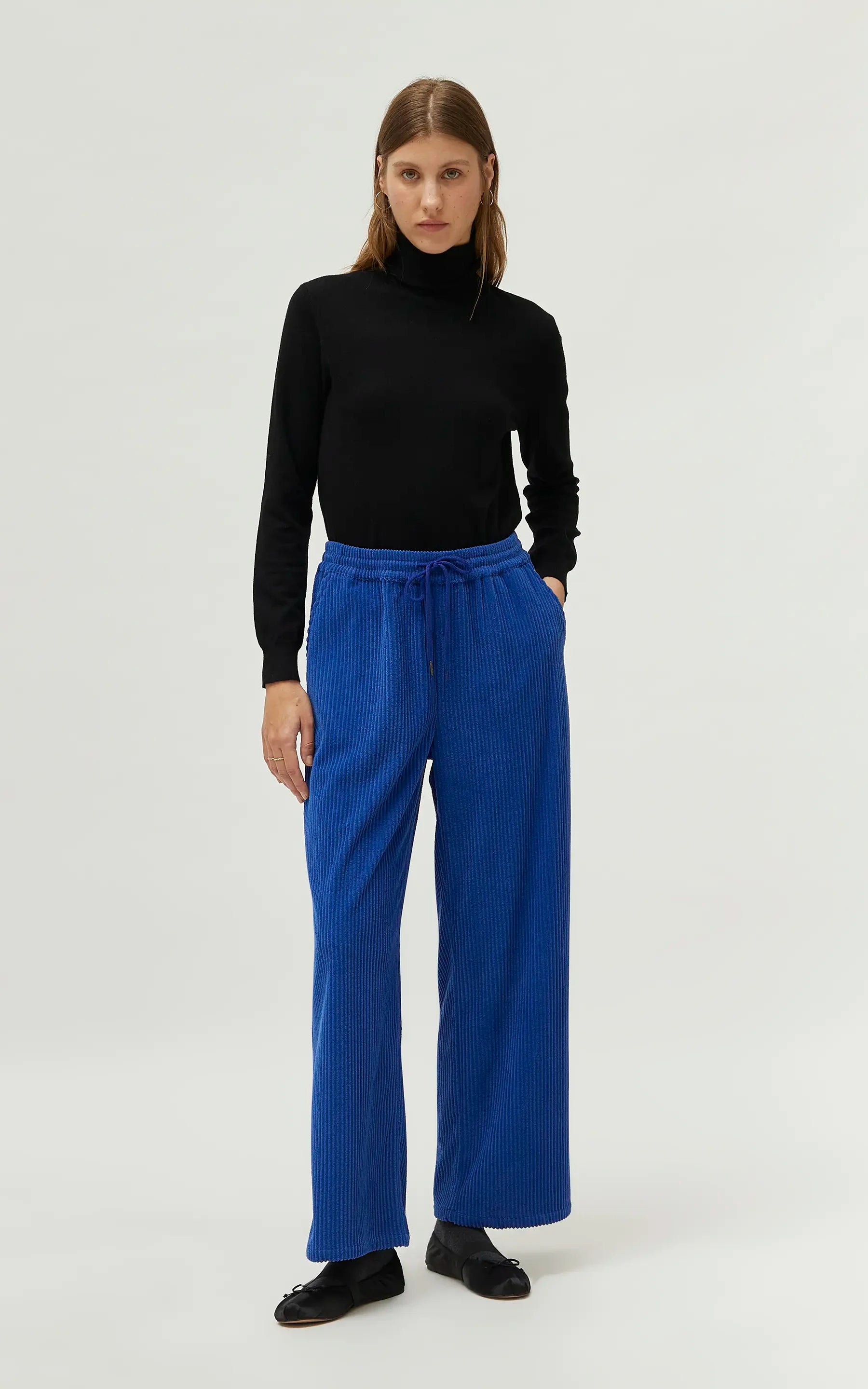 Compania Fantastica - Blue Elastic Waist Corduroy Pants