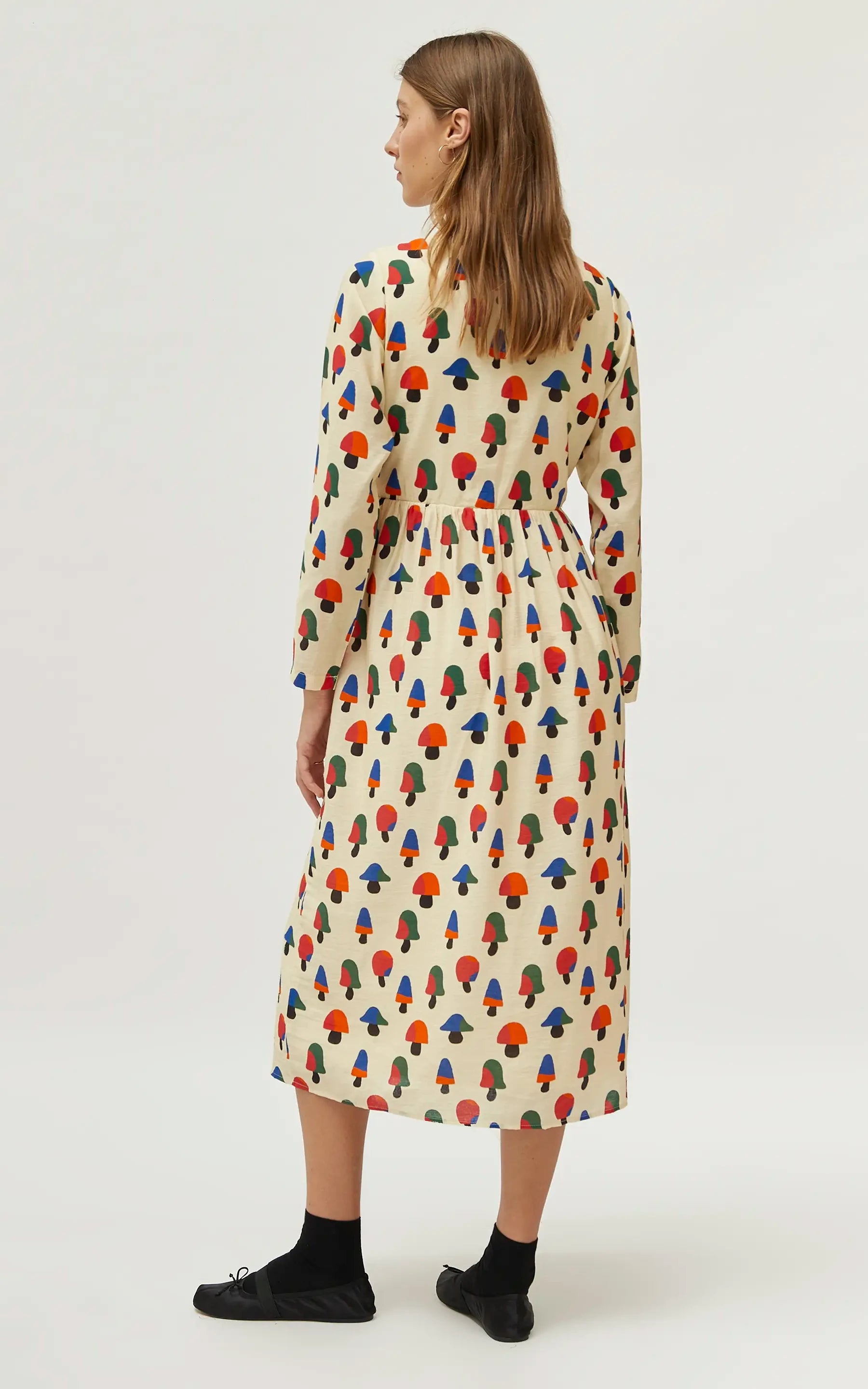 Compania Fantastica - Multicolored Mushroom Print Midi Dress