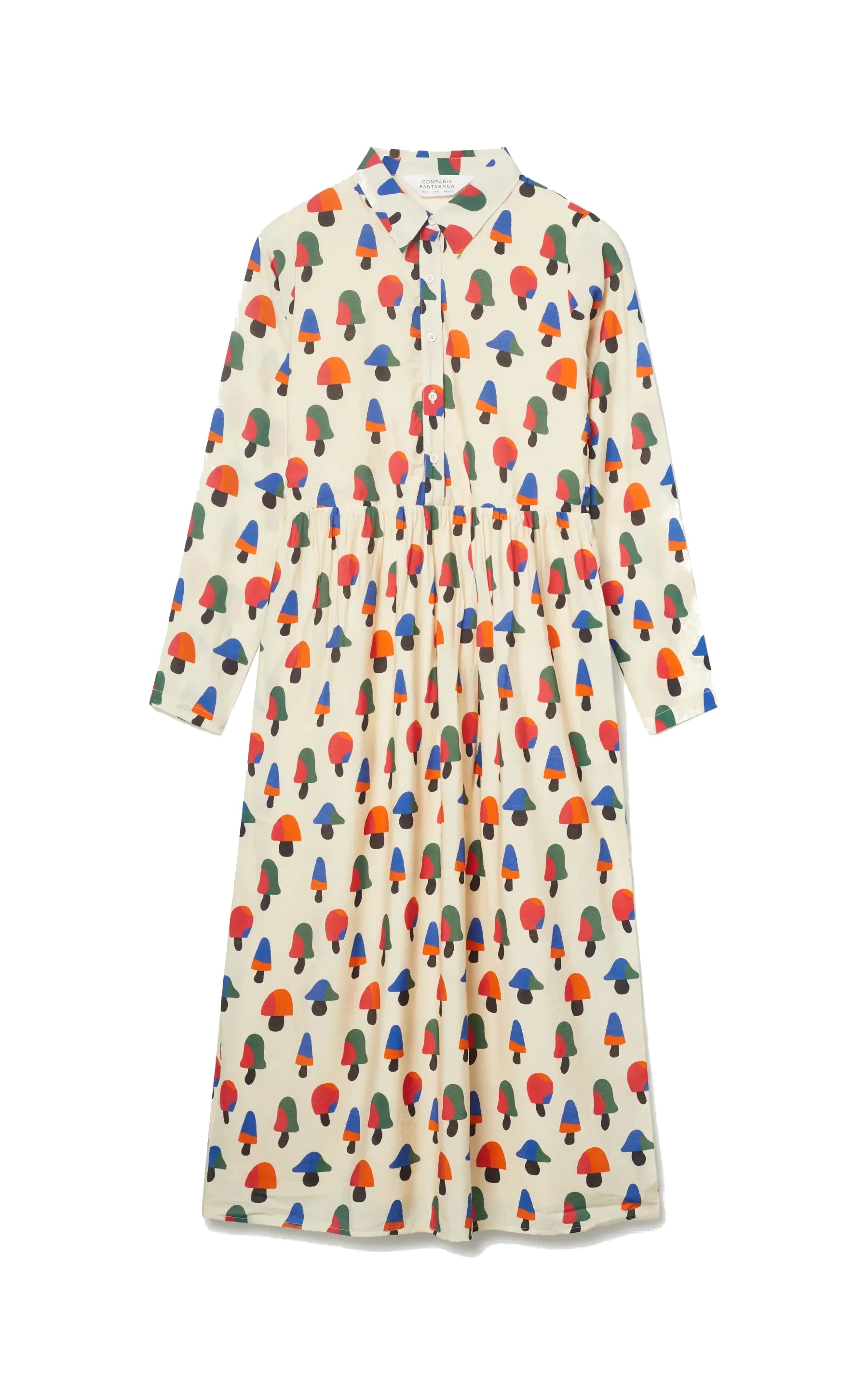 Compania Fantastica - Multicolored Mushroom Print Midi Dress