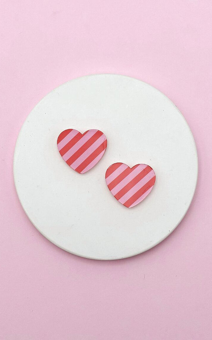 Striped Heart Chip Earrings