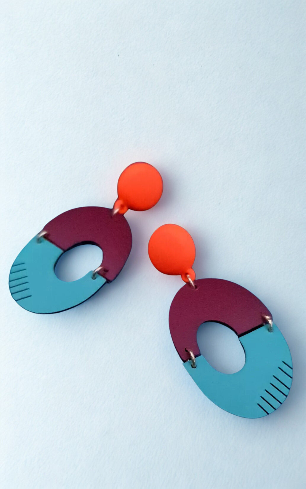 Bamboo Earrings Orange Purple Turquoise
