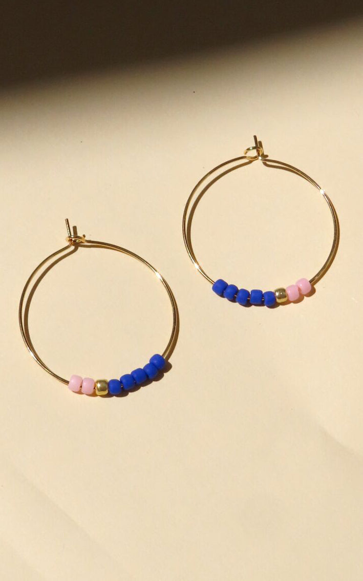 Hoops Toho Seed Beads Blue Pink