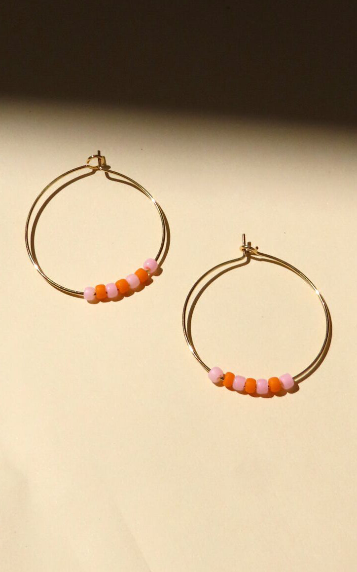 Hoops Toho Seed Beads Pink Orange