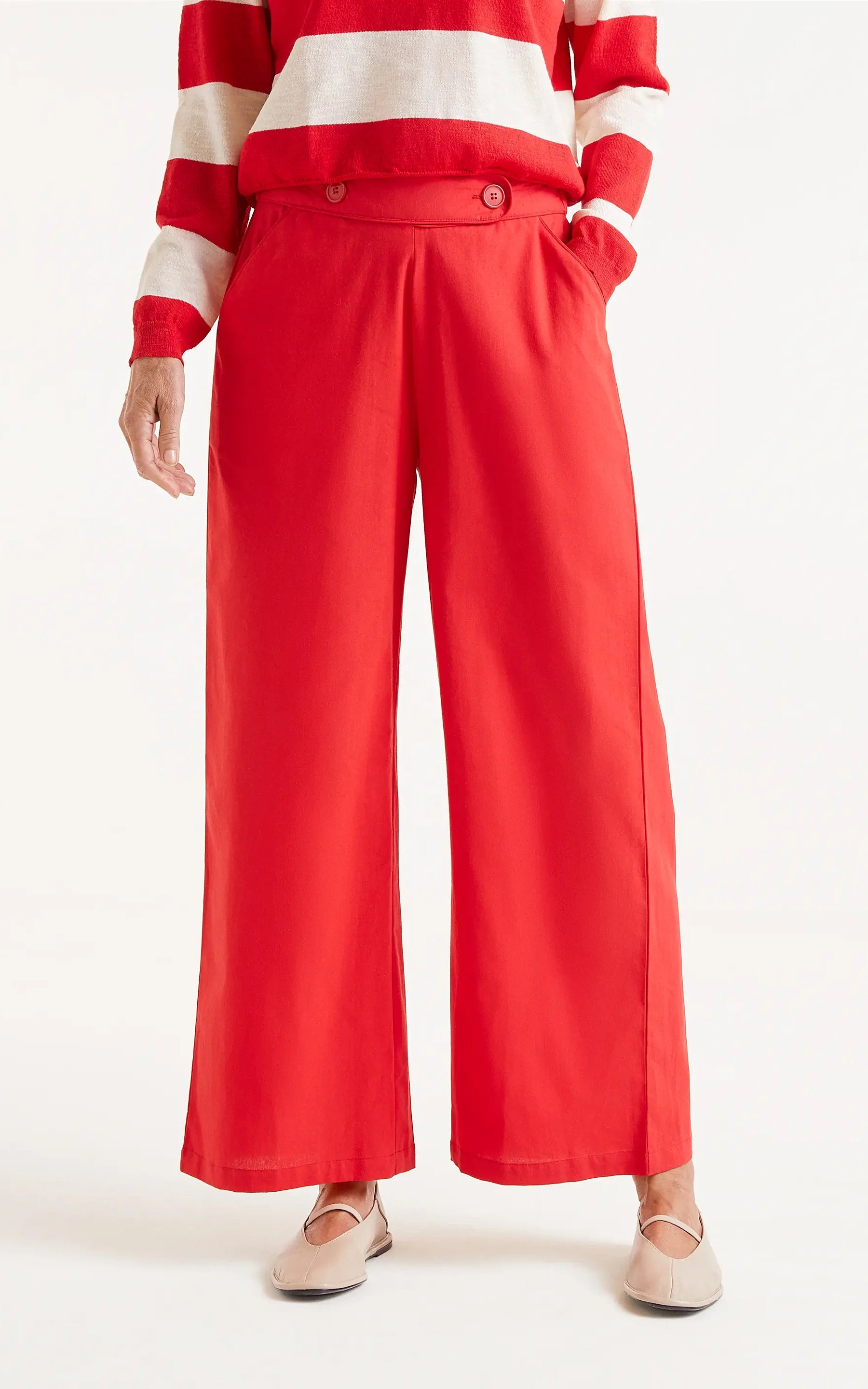 Compania Fantastica - Straight Trousers With Red Buttons