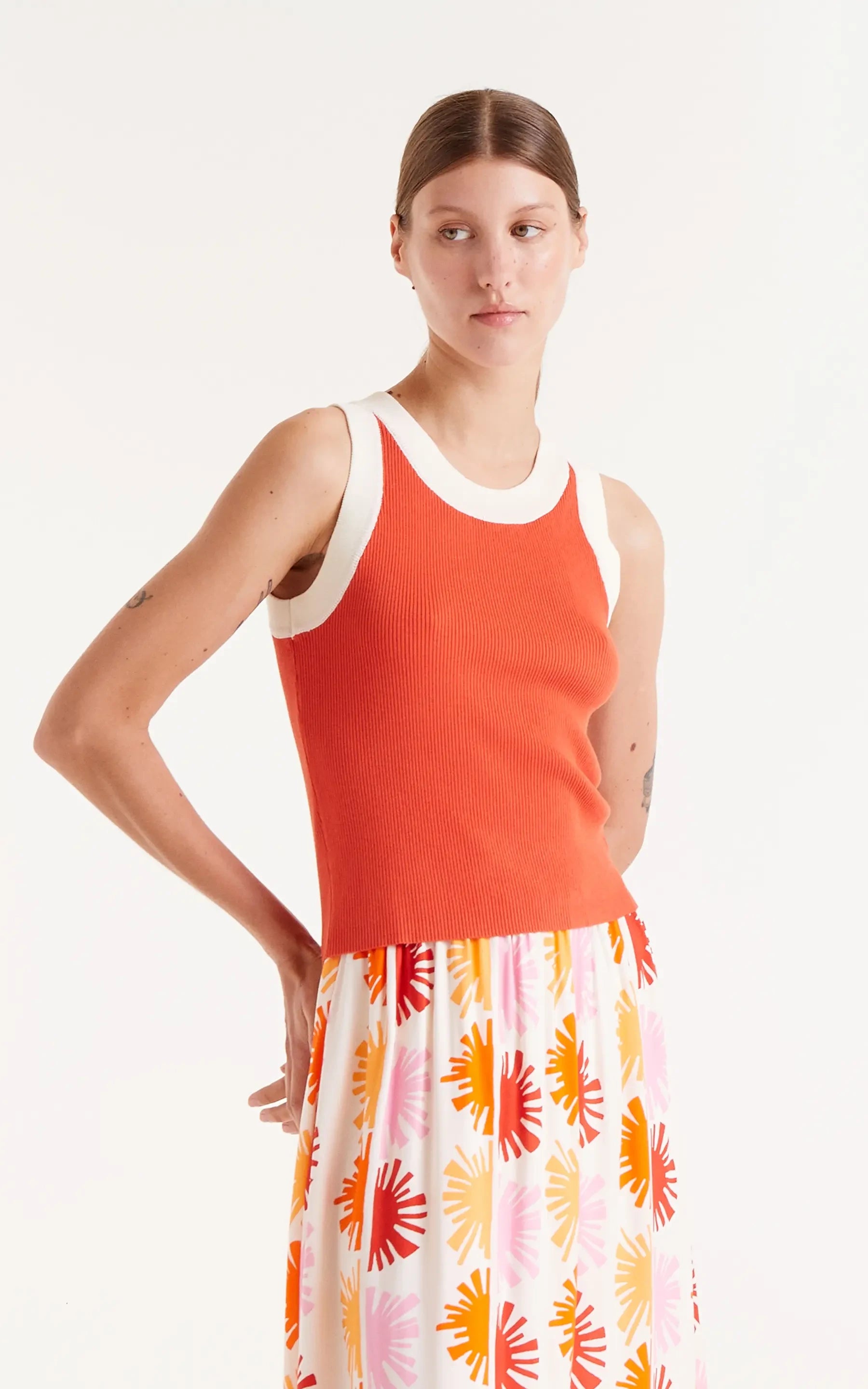 Compania Fantastica - Two Tone Orange Strap Top