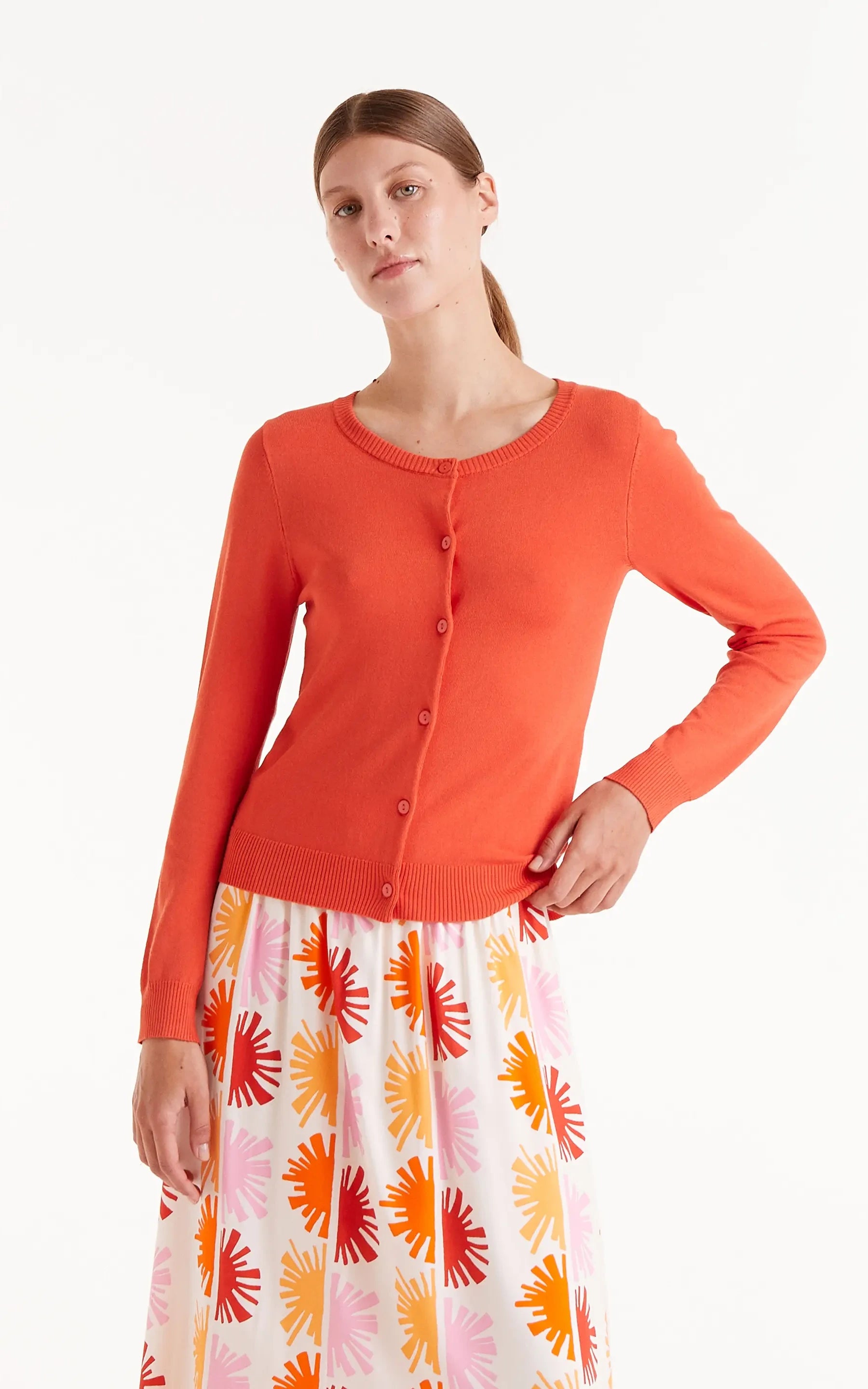 Compania Fantastica - Orange Fine Knit Cardigan