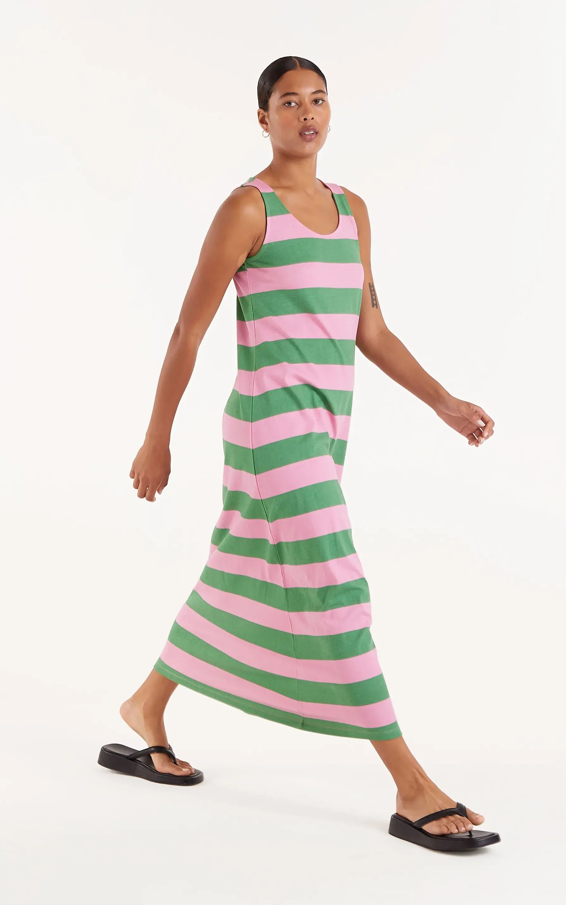 Compania Fantastia - Long Green Striped Dress
