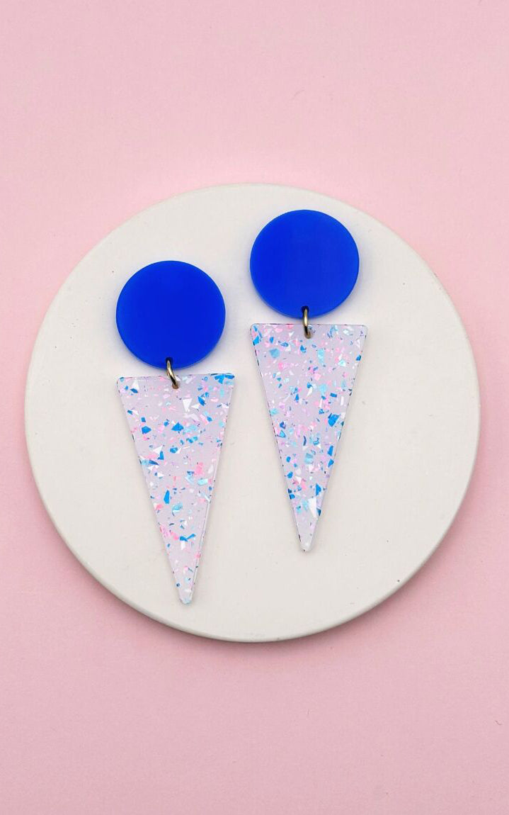 Joséphine Earrings Blue Neon Terrazzo