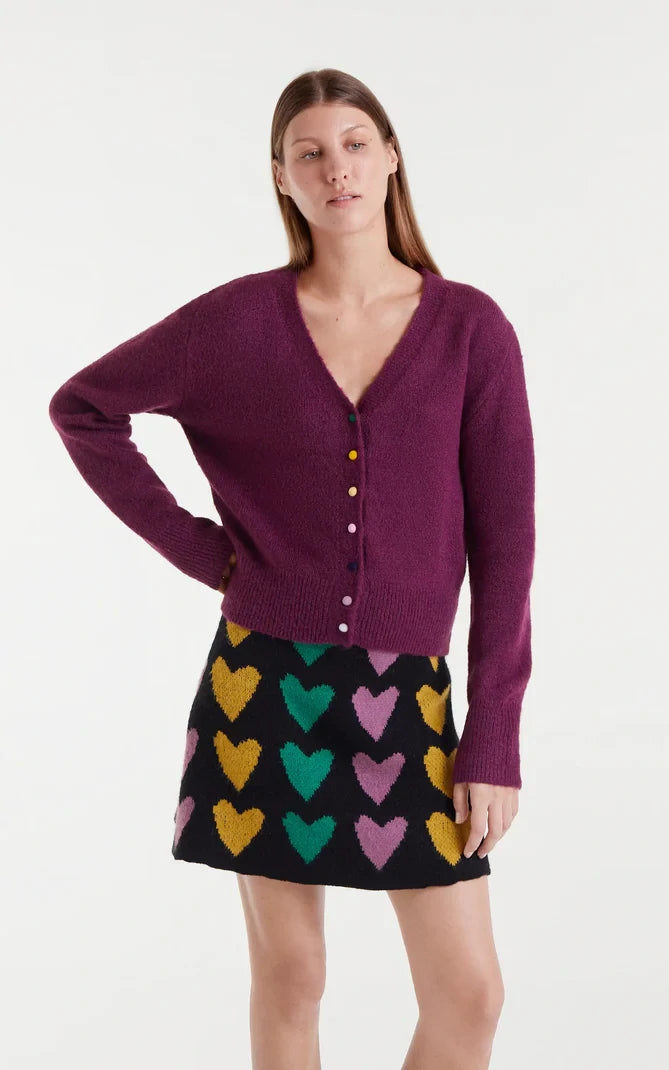 Burgundy Knitted Cardigan