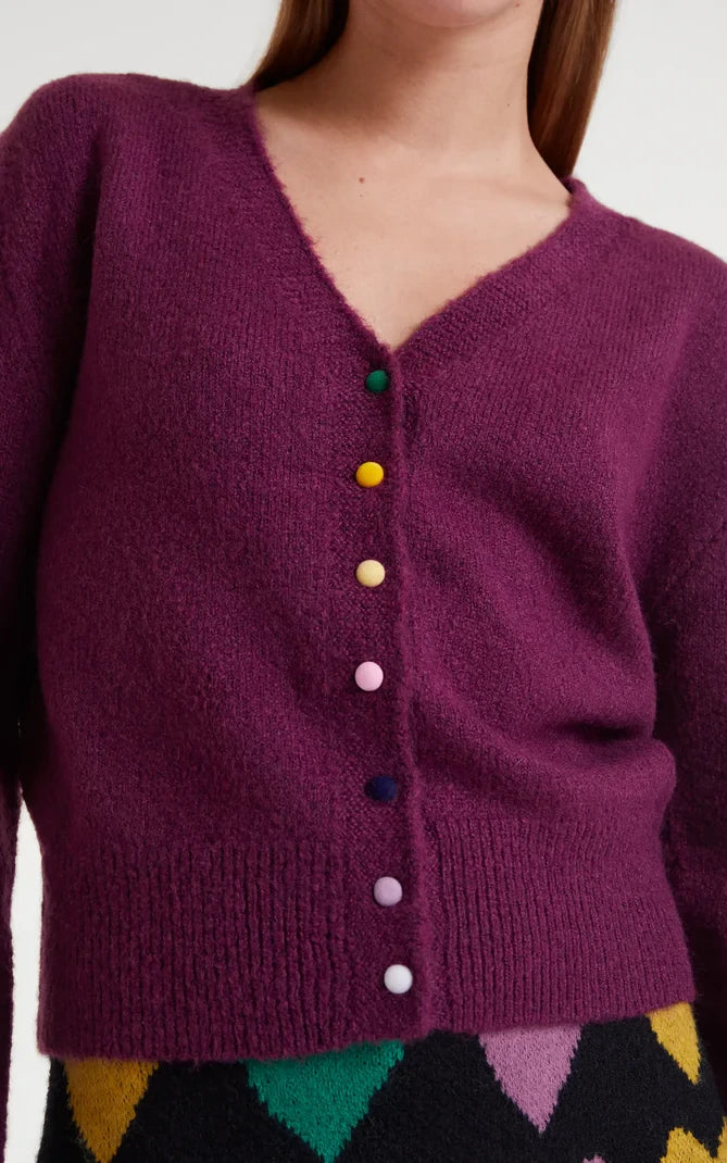 Burgundy Knitted Cardigan