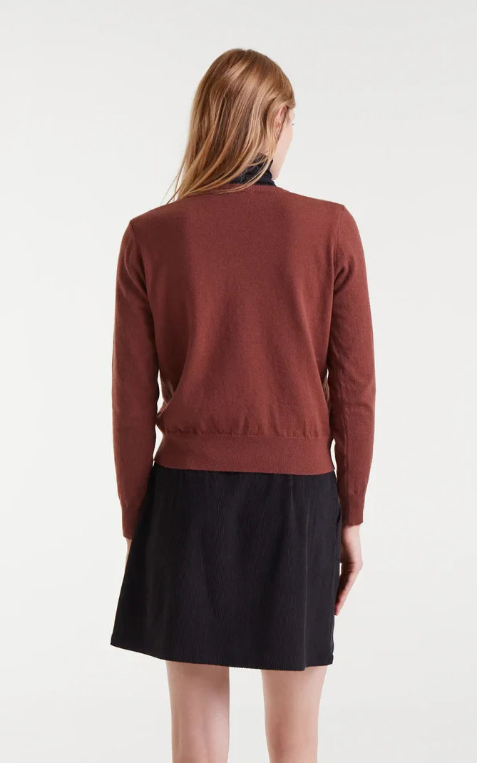 Brown Knitted Sweater Heart Print