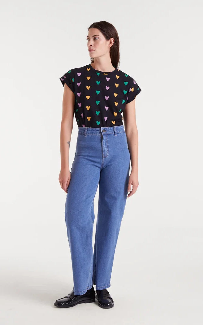 Jeans Heart Embroidery