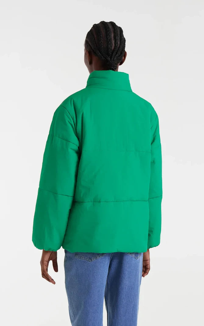 Green Quilted Coat With Jaguar