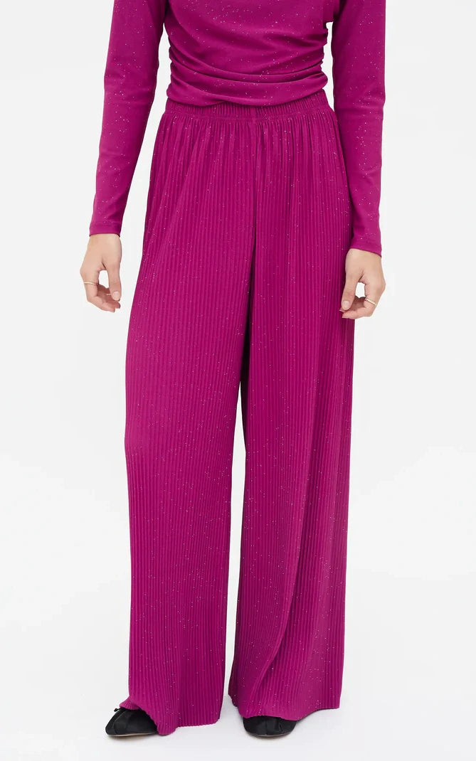 Compania Fantastica - Pleated Crepe Trousers With Magenta Lurex