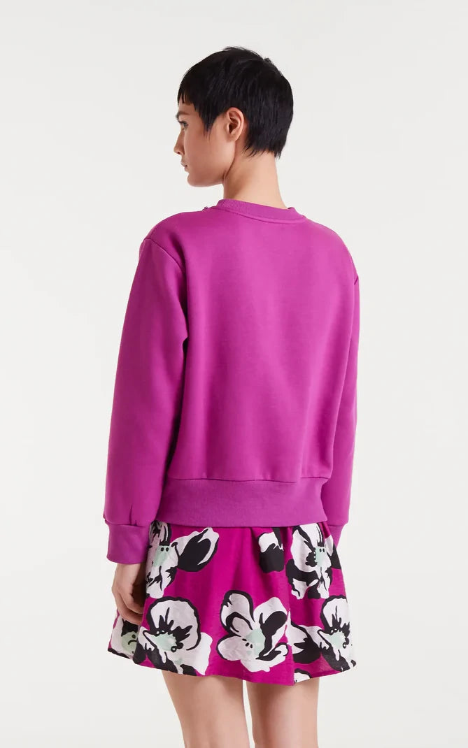 Compania Fantastica - Magenta Jewel Neck Sweatshirt