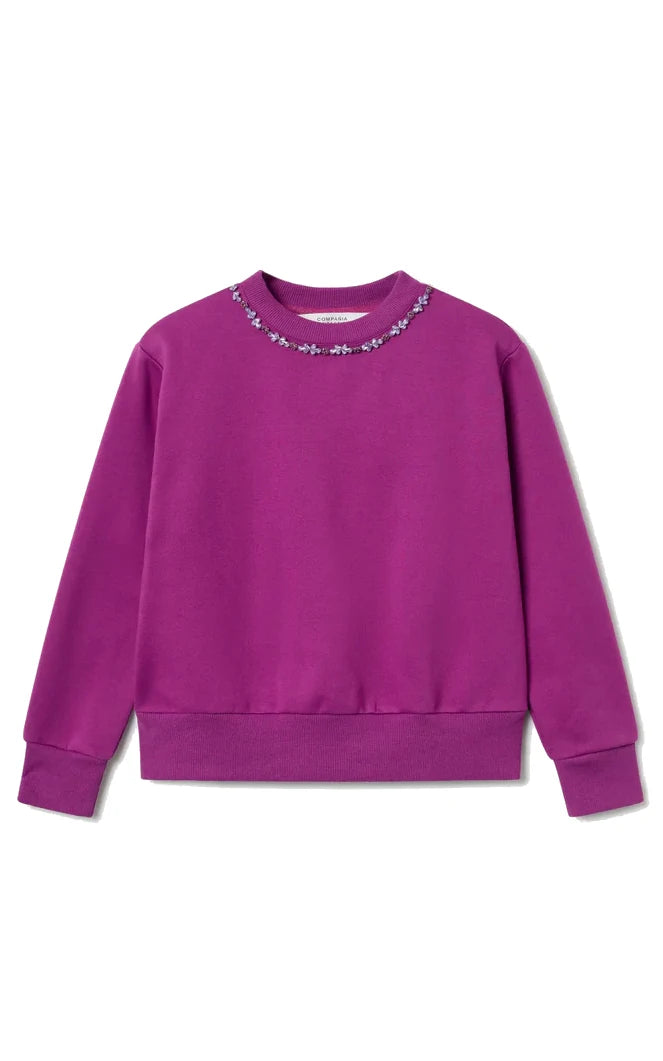 Compania Fantastica - Magenta Jewel Neck Sweatshirt