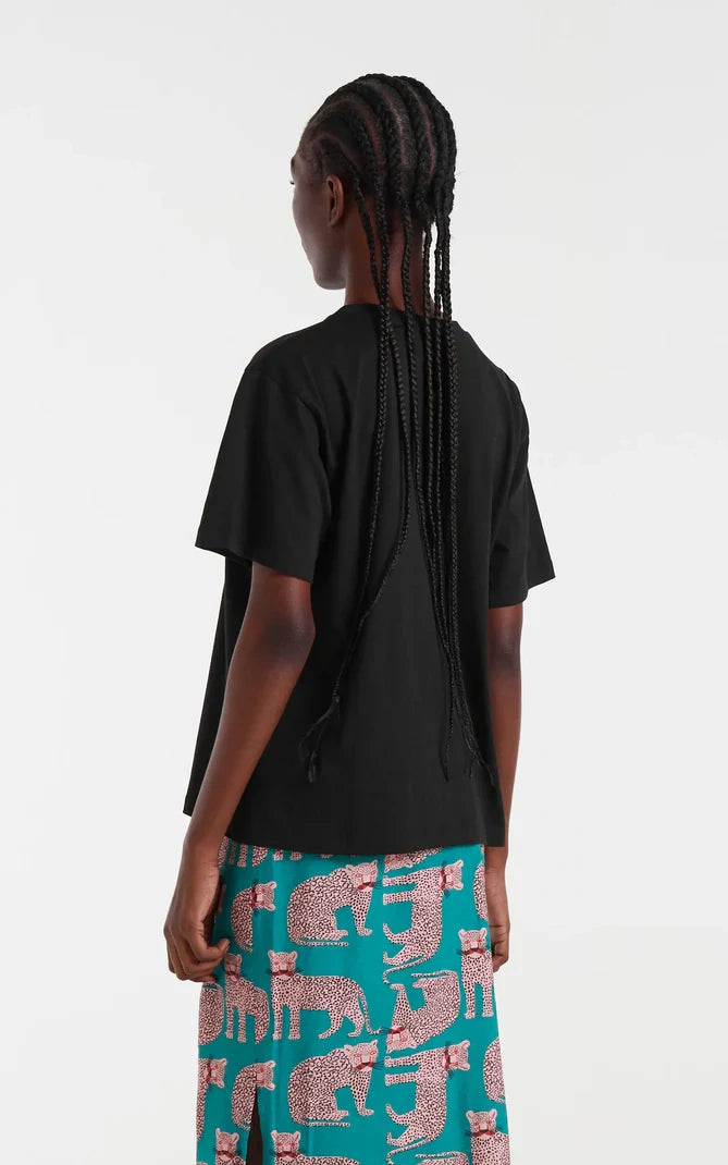 Compania Fantastica - Black T-shirt With Leopard