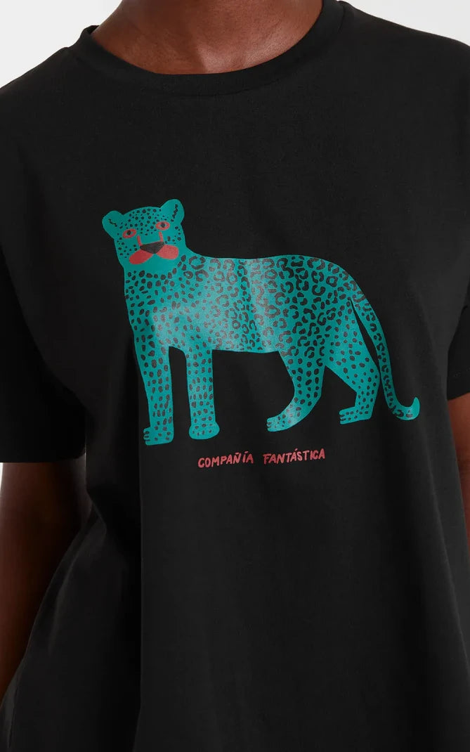 Compania Fantastica - Black T-shirt With Leopard