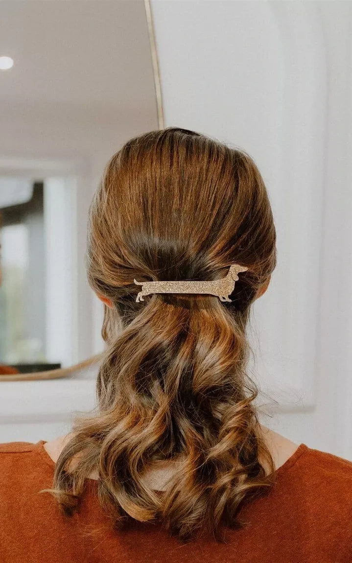 Clip Barrette Dachshund Gold