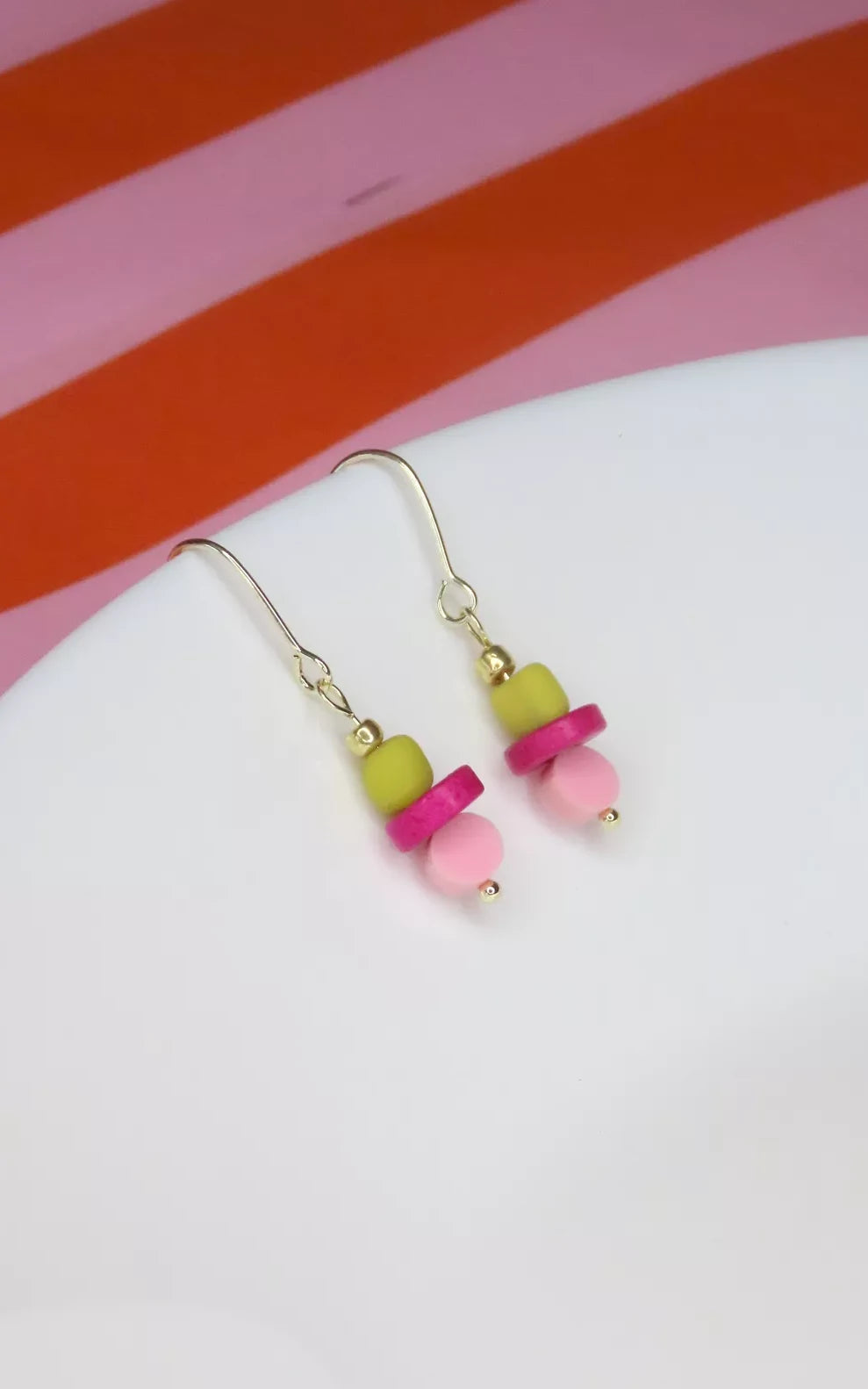 Color Treats Earrings Pink Olive Green