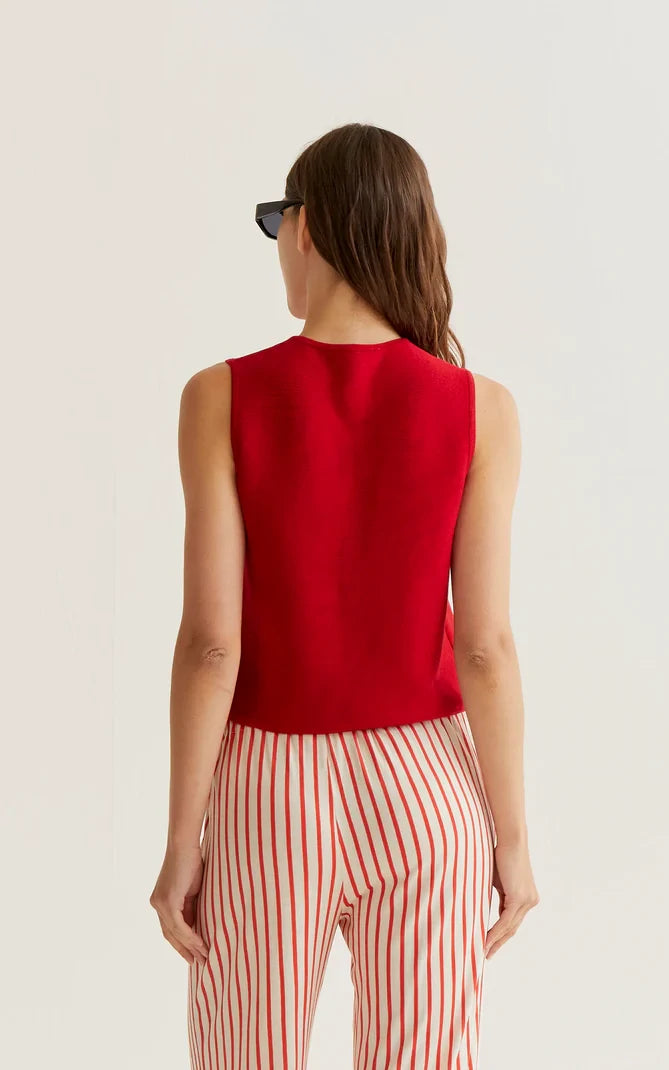 Compania Fantastica - Red Knit Vest Topv