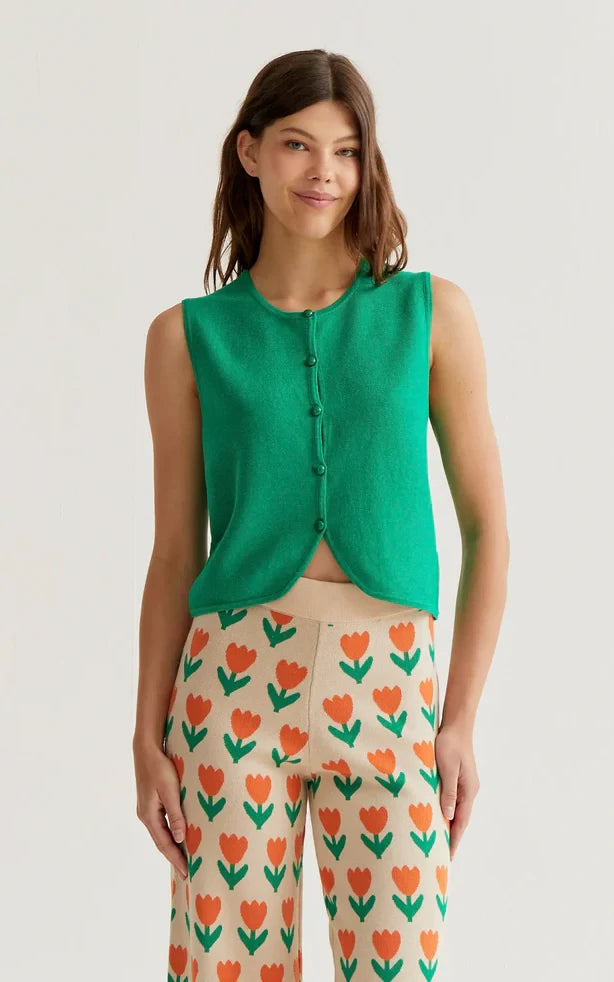 Compania Fantastica - Green Knit Vest Top
