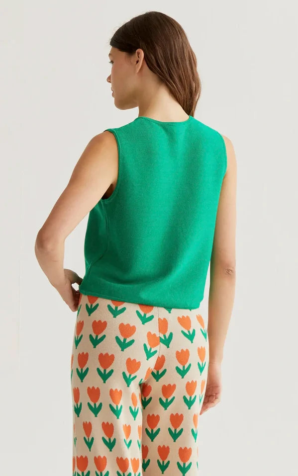 Compania Fantastica - Green Knit Vest Top