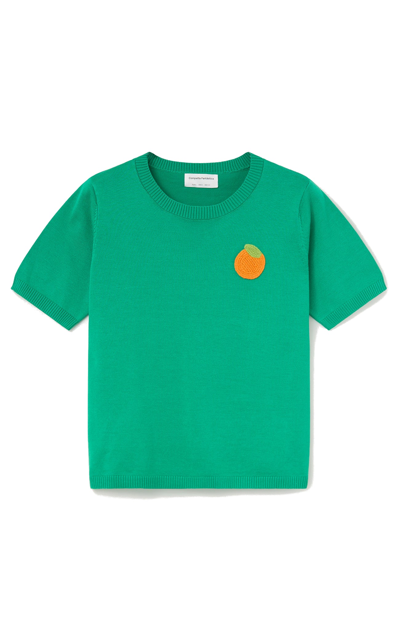 Green Knit Top With Orange