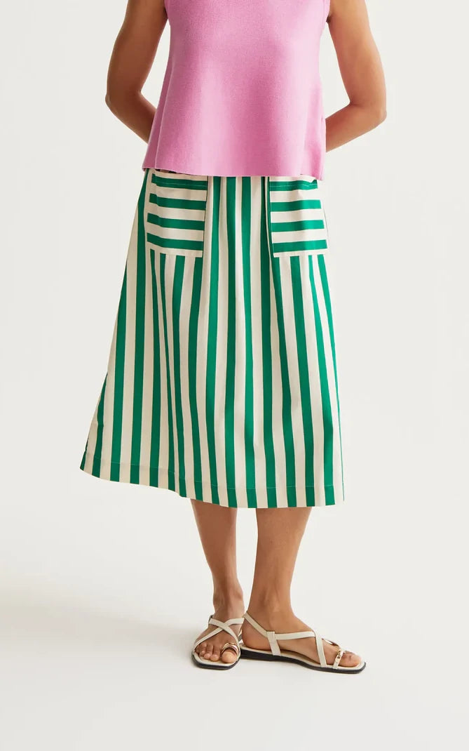 Compania Fantastica - Bamboo Green Print Midi Skirt
