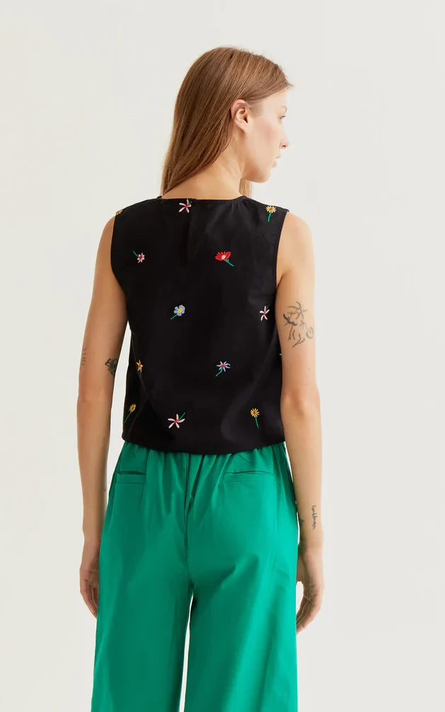 Compania Fantastica - Black Gardener Flowers Print Tank Top