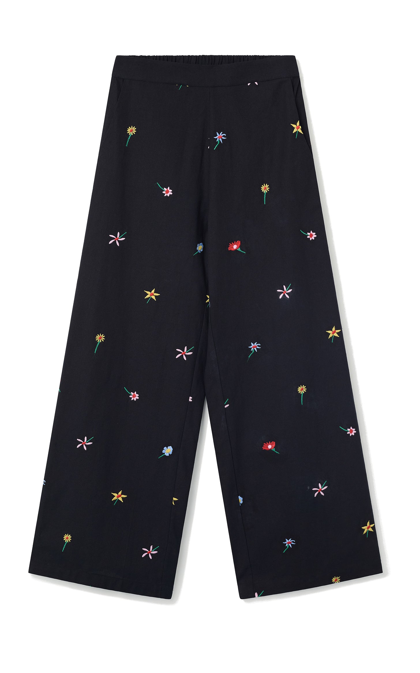 Compania Fantastica - Trousers With Black Gardener Flowers Print