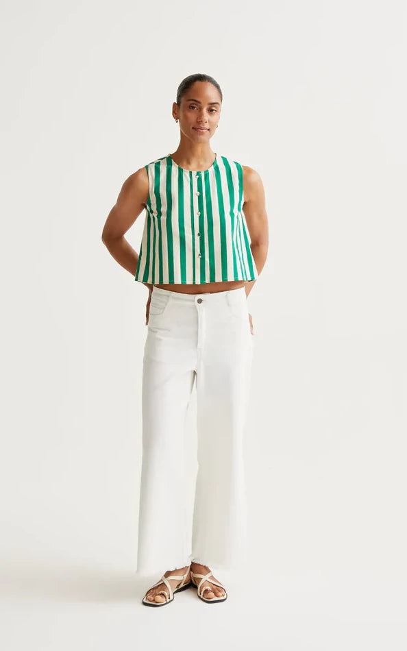 Compania Fantastica - Bamboo Green Print Top